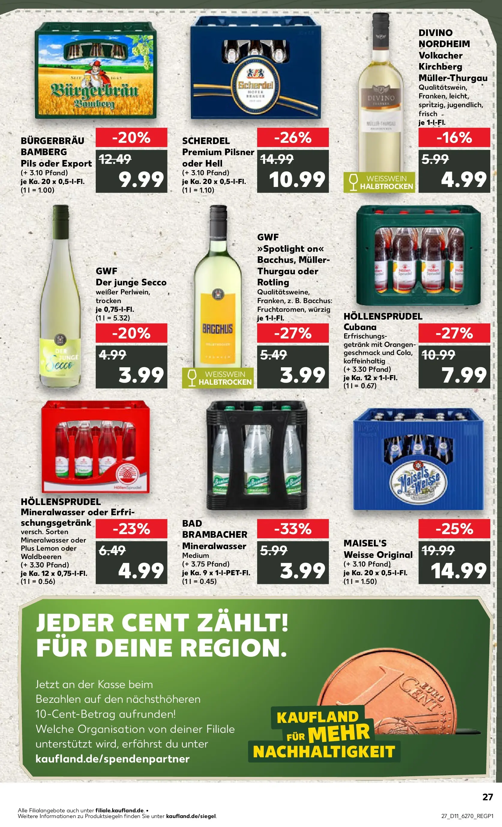 Prospekt Kaufland ab 12.03.2026 » Angebote Online zum Blättern | Seite: 27 | Produkte: Weißwein, Bad, Pils, Mineralwasser
