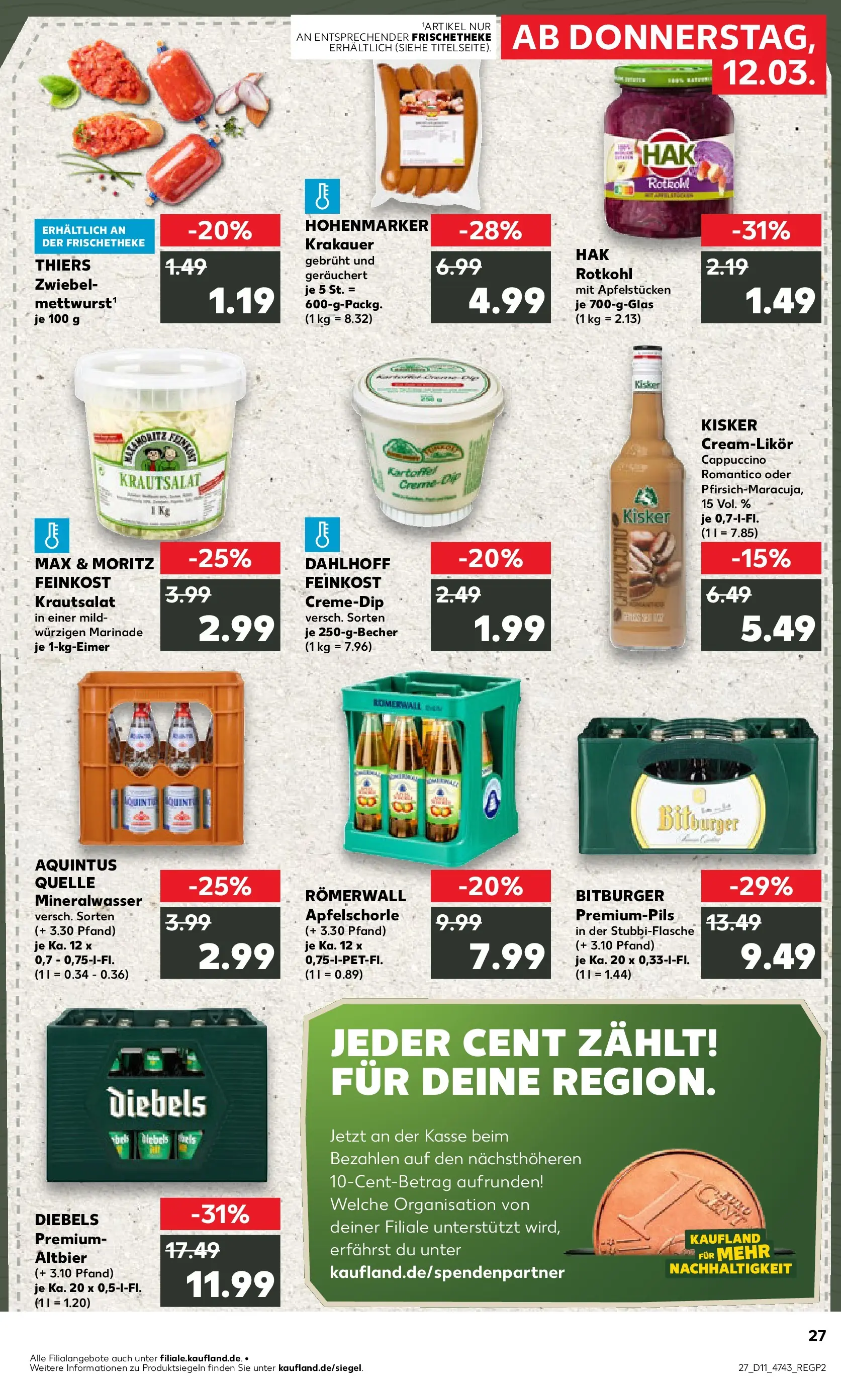 Prospekt Kaufland ab 12.03.2026 » Angebote Online zum Blättern | Seite: 27 | Produkte: Bitburger, Mineralwasser, Apple, Diebels