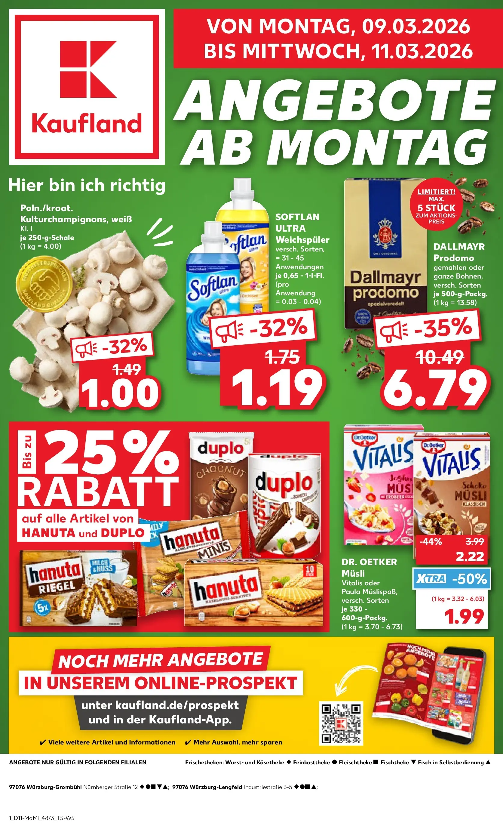 Prospekt Kaufland ab 09.03.2026 » Angebote Online zum Blättern | Seite: 1 | Produkte: Musli, Dallmayr, Wurst, Dallmayr prodomo