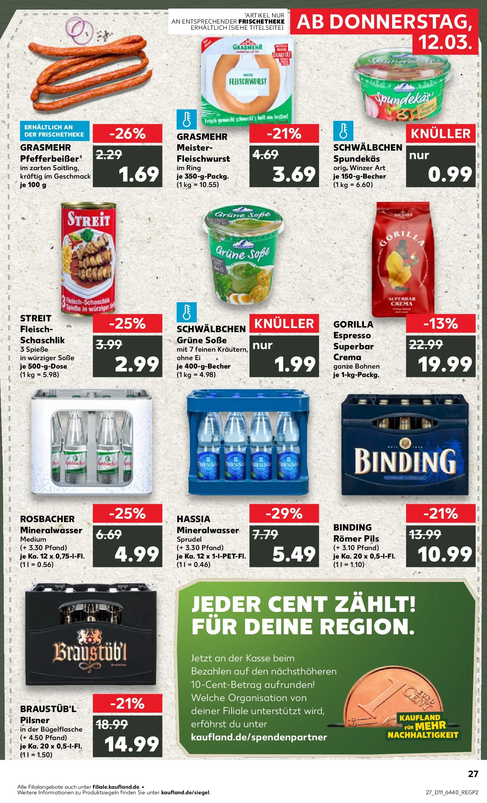 Prospekt Kaufland ab 09.03.2026 » Angebote Online zum Blättern | Seite: 39 | Produkte: Spieße, Mineralwasser, Soße, Fleisch