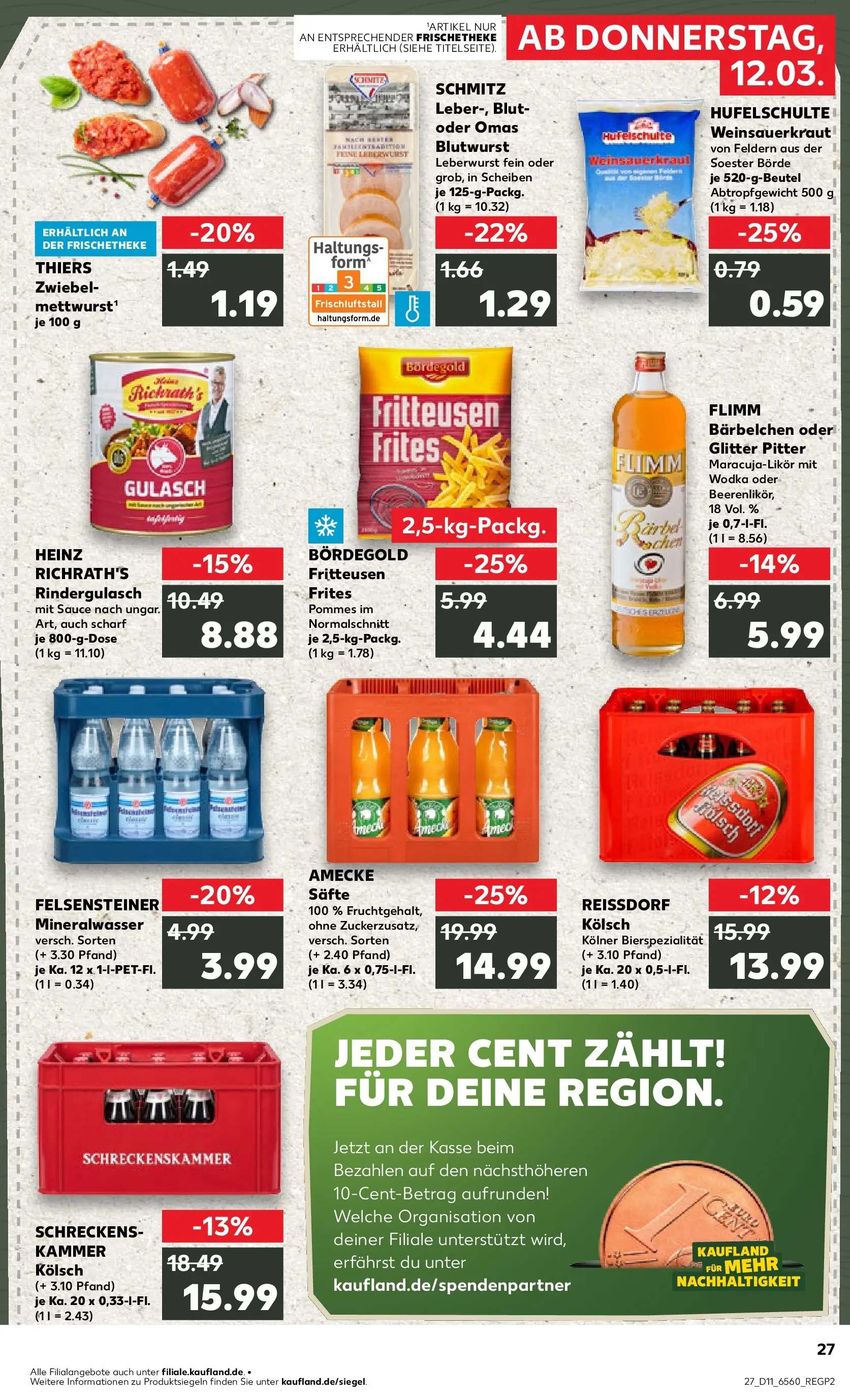 Prospekt Kaufland ab 09.03.2026 » Angebote Online zum Blättern | Seite: 39 | Produkte: Rindergulasch, Pommes, Mineralwasser, Gulasch