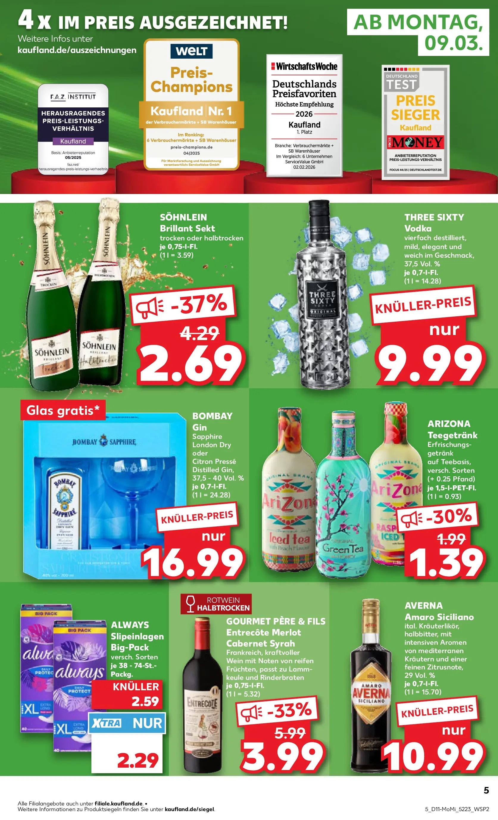 Prospekt Kaufland ab 09.03.2026 » Angebote Online zum Blättern | Seite: 5 | Produkte: Lammkeule, Sekt, Rotwein halbtrocken, Entrecote