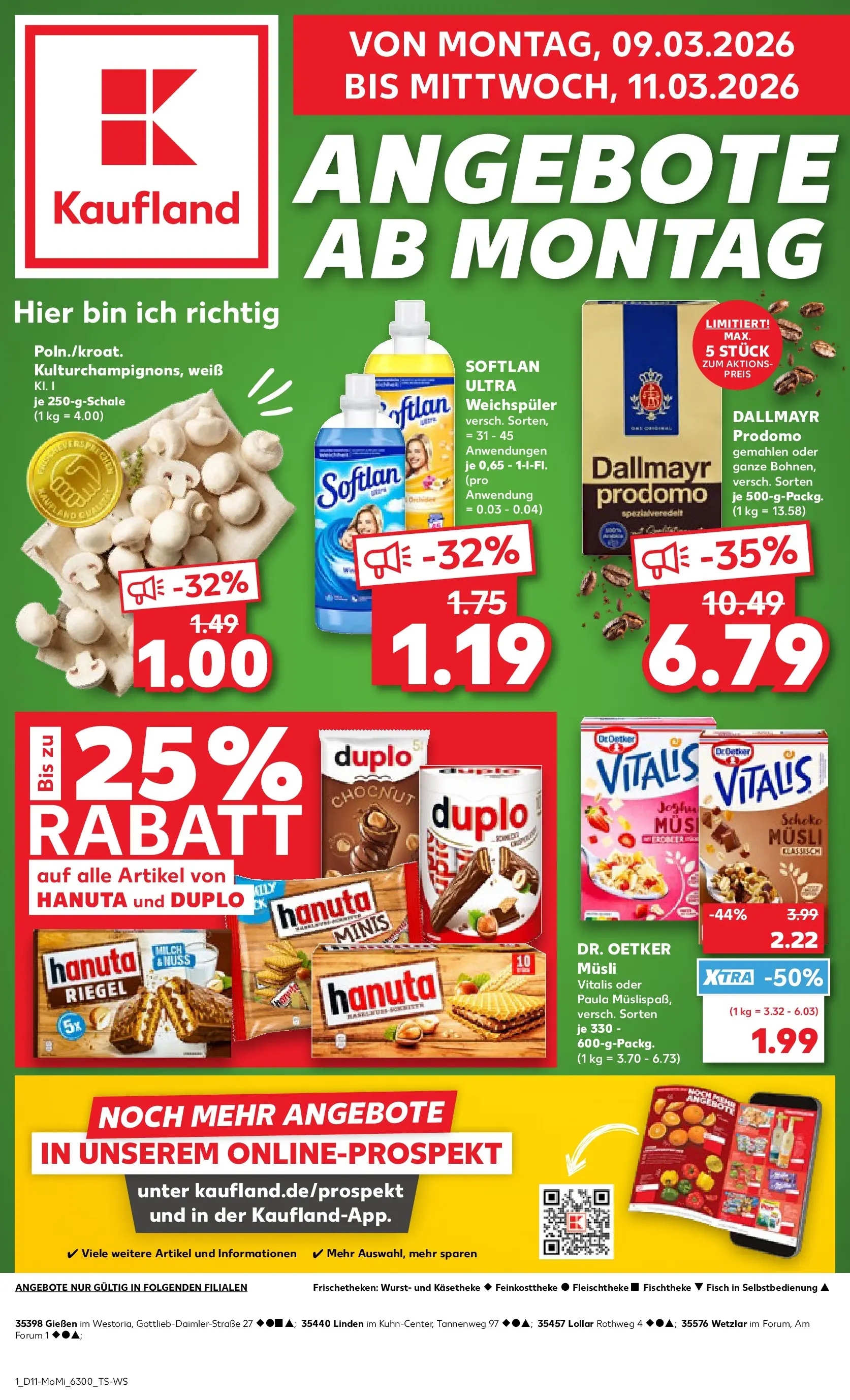 Prospekt Kaufland ab 09.03.2026 » Angebote Online zum Blättern | Seite: 1 | Produkte: Fisch, Dallmayr, Weichspüler, Wurst