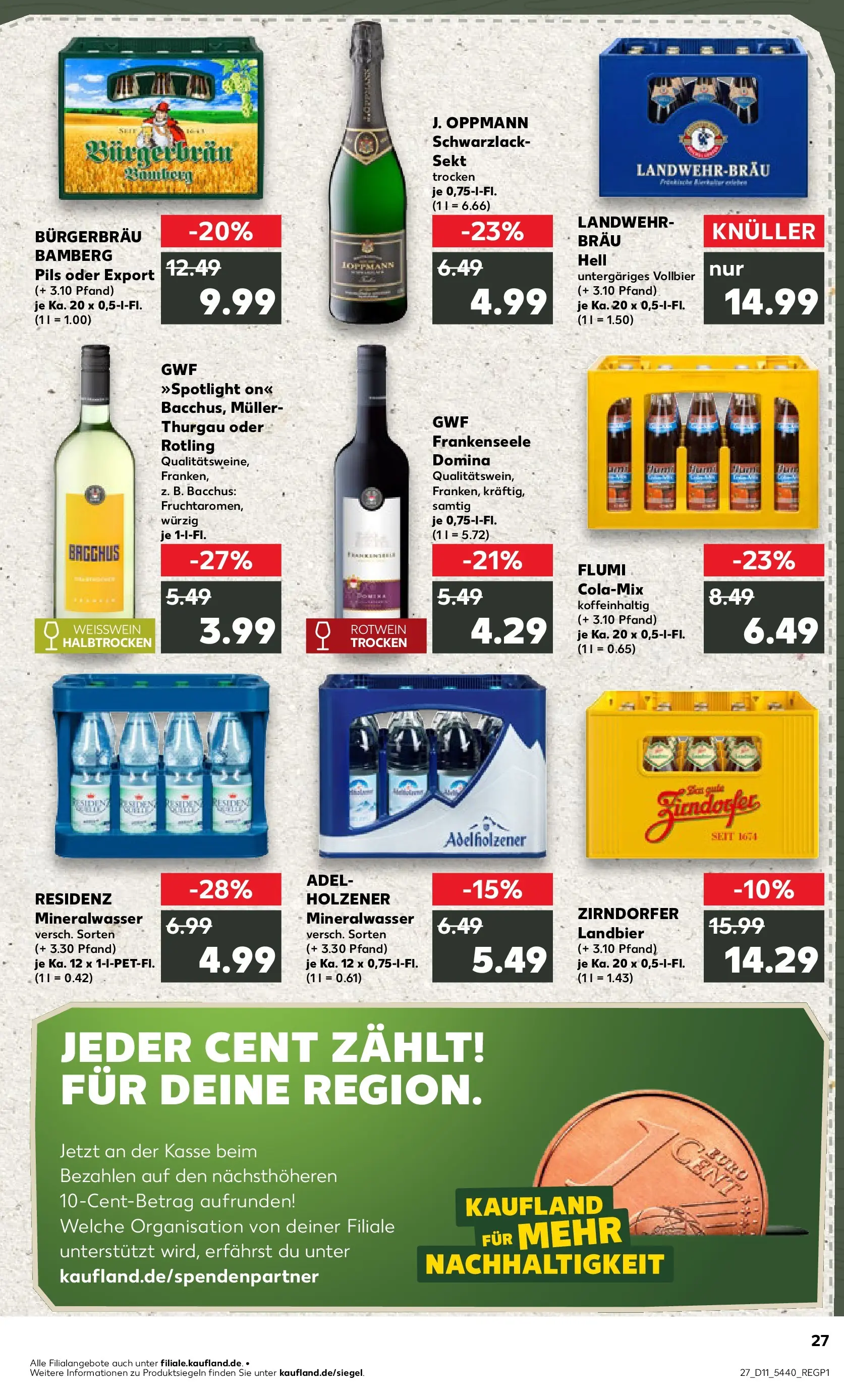 Prospekt Kaufland ab 12.03.2026 » Angebote Online zum Blättern | Seite: 27 | Produkte: Sekt, Pils, Adelholzener, Mineralwasser