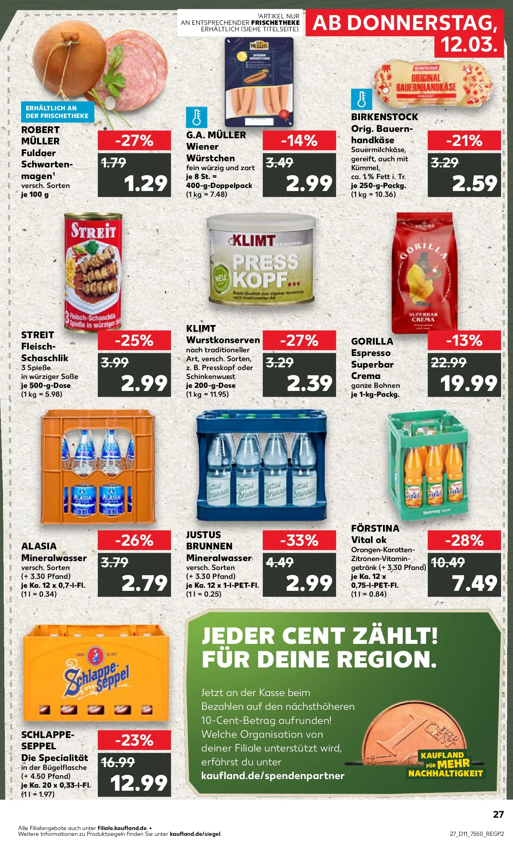Prospekt Kaufland ab 09.03.2026 » Angebote Online zum Blättern | Seite: 39 | Produkte: Wiener wurstchen, Mineralwasser, Soße, Fleisch