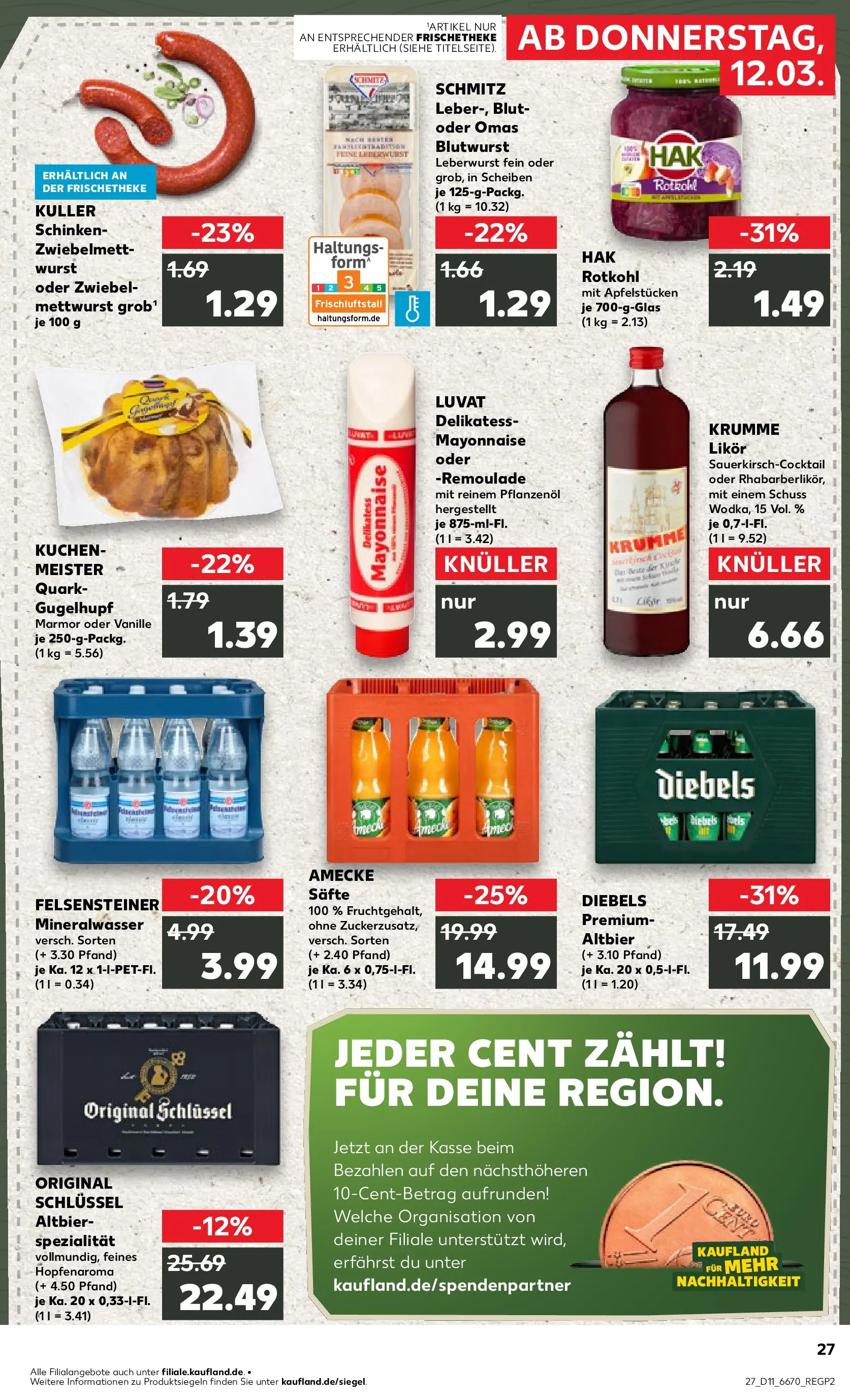Prospekt Kaufland ab 09.03.2026 » Angebote Online zum Blättern | Seite: 39 | Produkte: Quark, Likör, Schinken, Kuchen