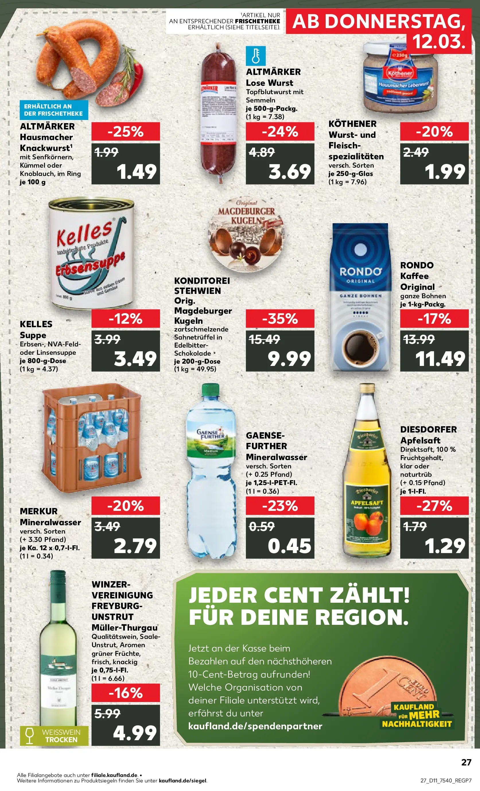 Prospekt Kaufland ab 09.03.2026 » Angebote Online zum Blättern | Seite: 39 | Produkte: Kaffee, Schokolade, Apfelsaft, Wurst
