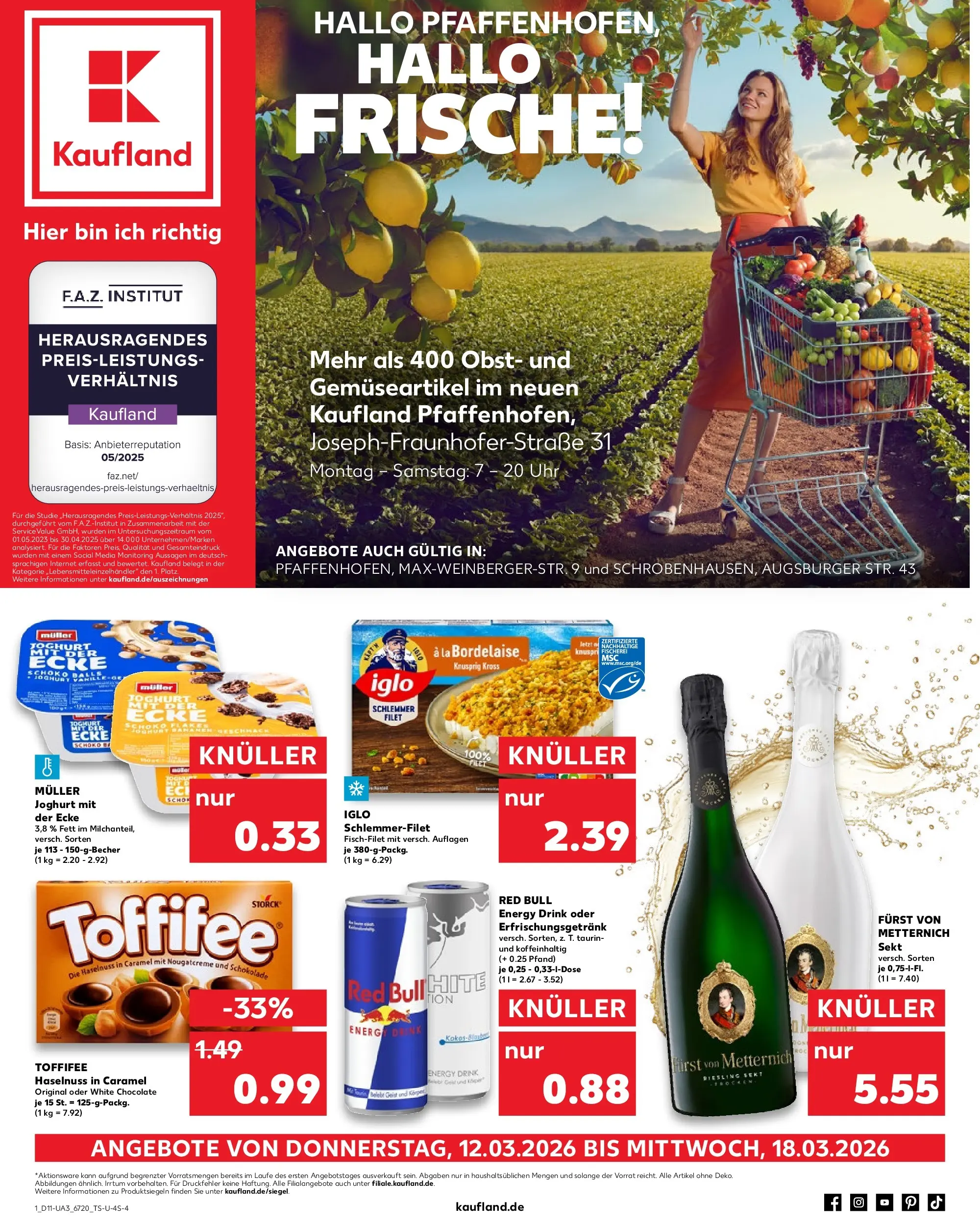 Prospekt Kaufland ab 12.03.2026 » Angebote Online zum Blättern | Seite: 1 | Produkte: Energy, Schokolade, Iglo, Uhr
