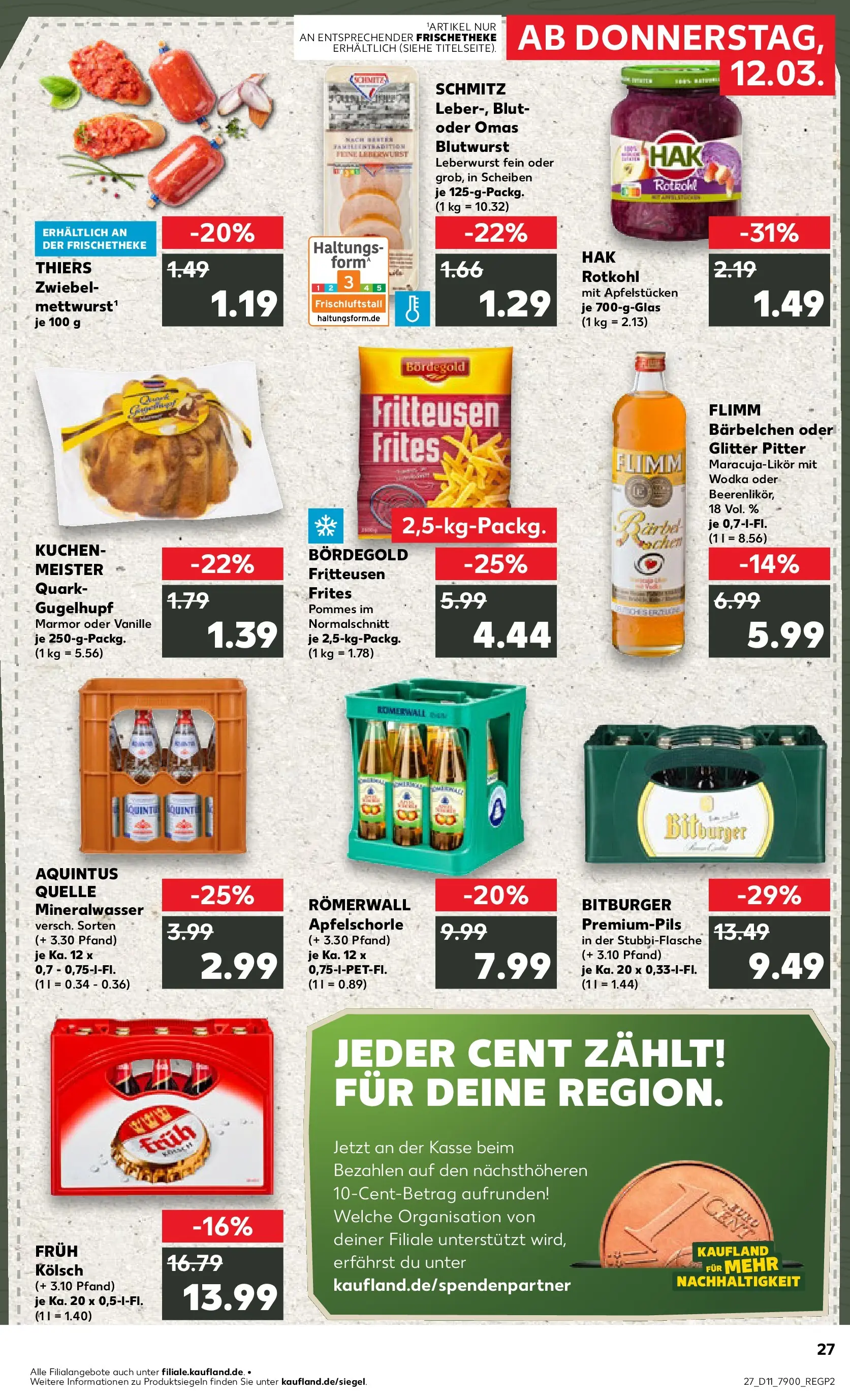 Prospekt Kaufland ab 09.03.2026 » Angebote Online zum Blättern | Seite: 39 | Produkte: Bitburger, Pommes, Mineralwasser, Kuchen