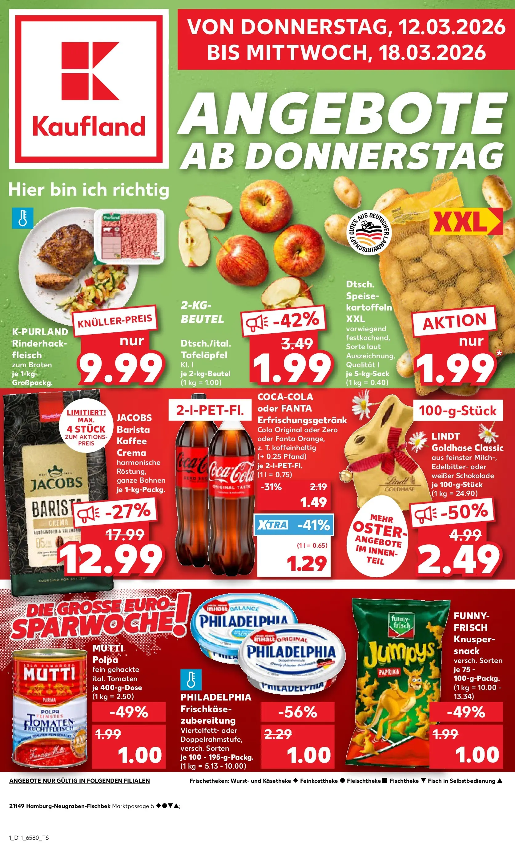 Prospekt Kaufland ab 12.03.2026 » Angebote Online zum Blättern | Seite: 1 | Produkte: Schokolade, Tomaten, Paprika, Frischkase