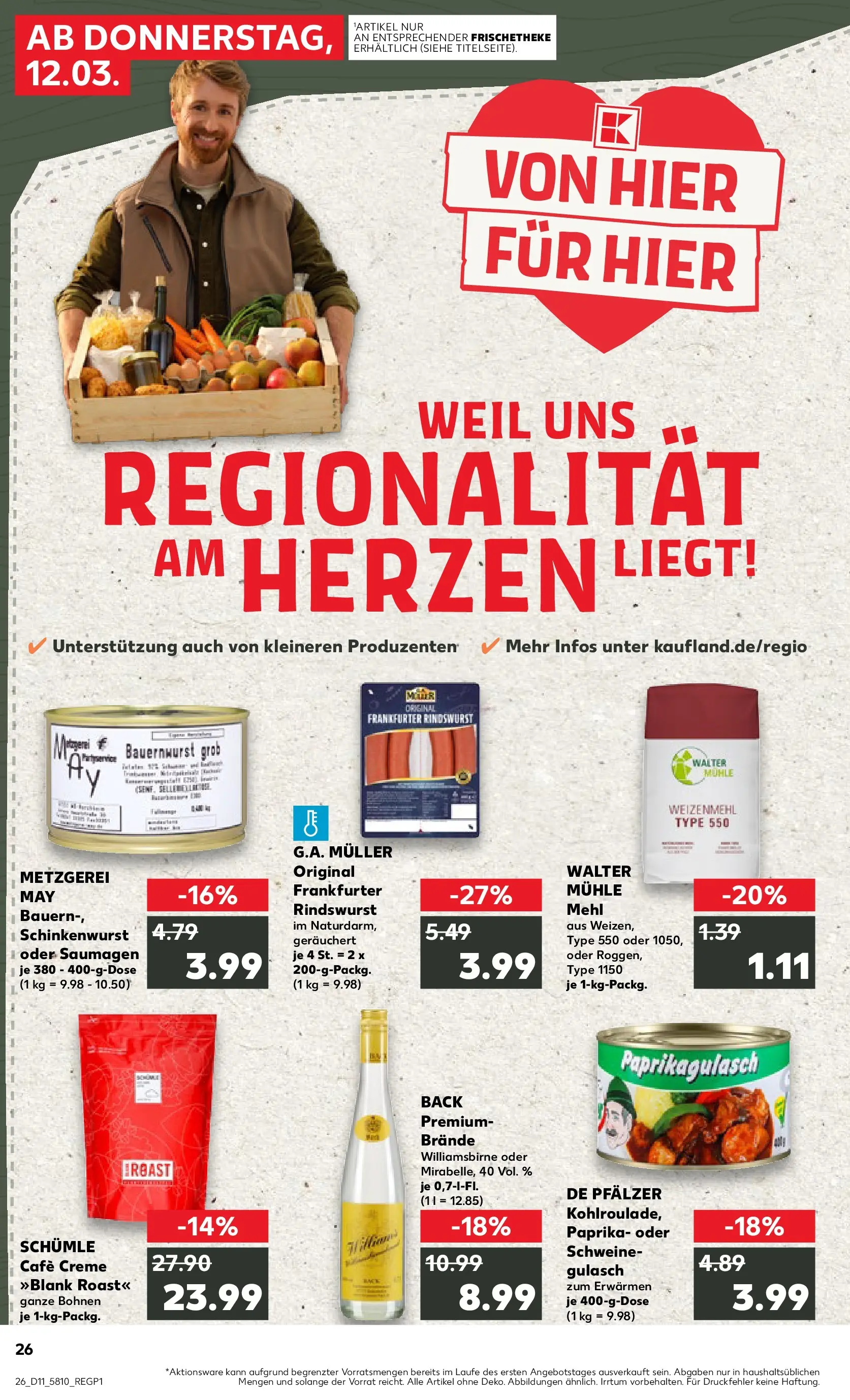 Prospekt Kaufland ab 12.03.2026 » Angebote Online zum Blättern | Seite: 26 | Produkte: Schweinegulasch, Weizenmehl, Creme, Gulasch
