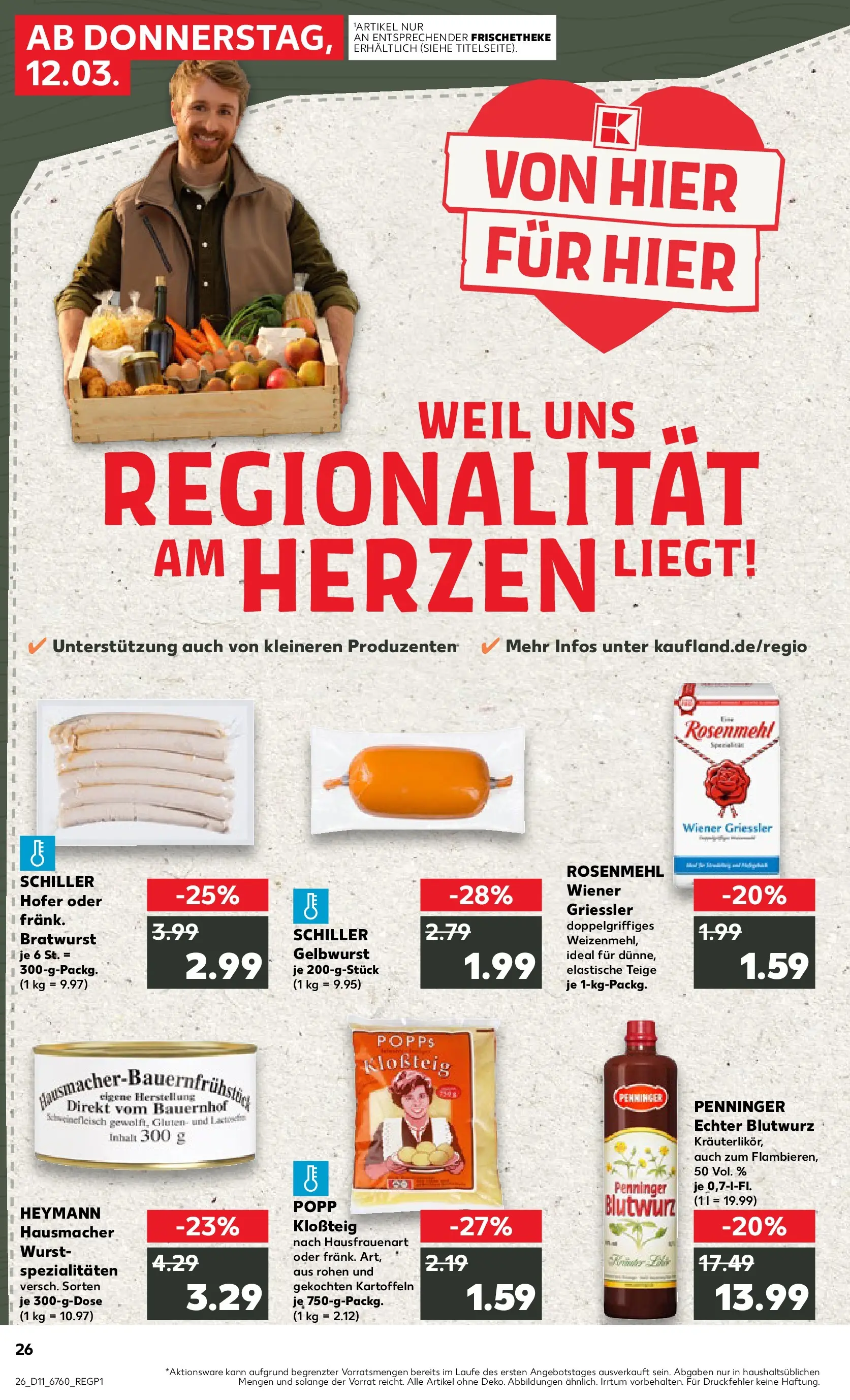Prospekt Kaufland ab 09.03.2026 » Angebote Online zum Blättern | Seite: 38 | Produkte: Bratwurst, Kartoffeln, Wurst, Schweinefleisch