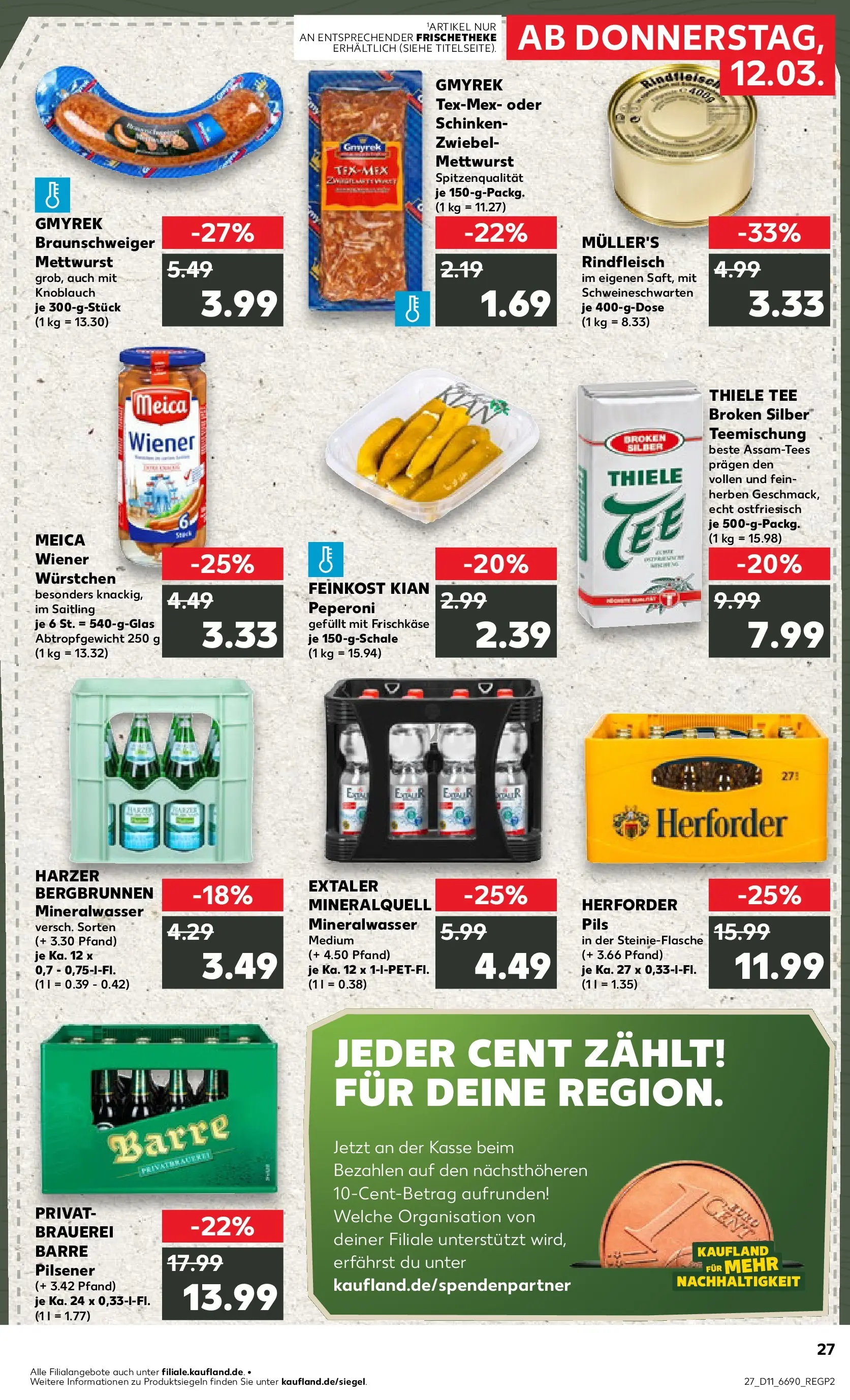 Prospekt Kaufland ab 12.03.2026 » Angebote Online zum Blättern | Seite: 35 | Produkte: Wiener wurstchen, Pils, Mineralwasser, Tee
