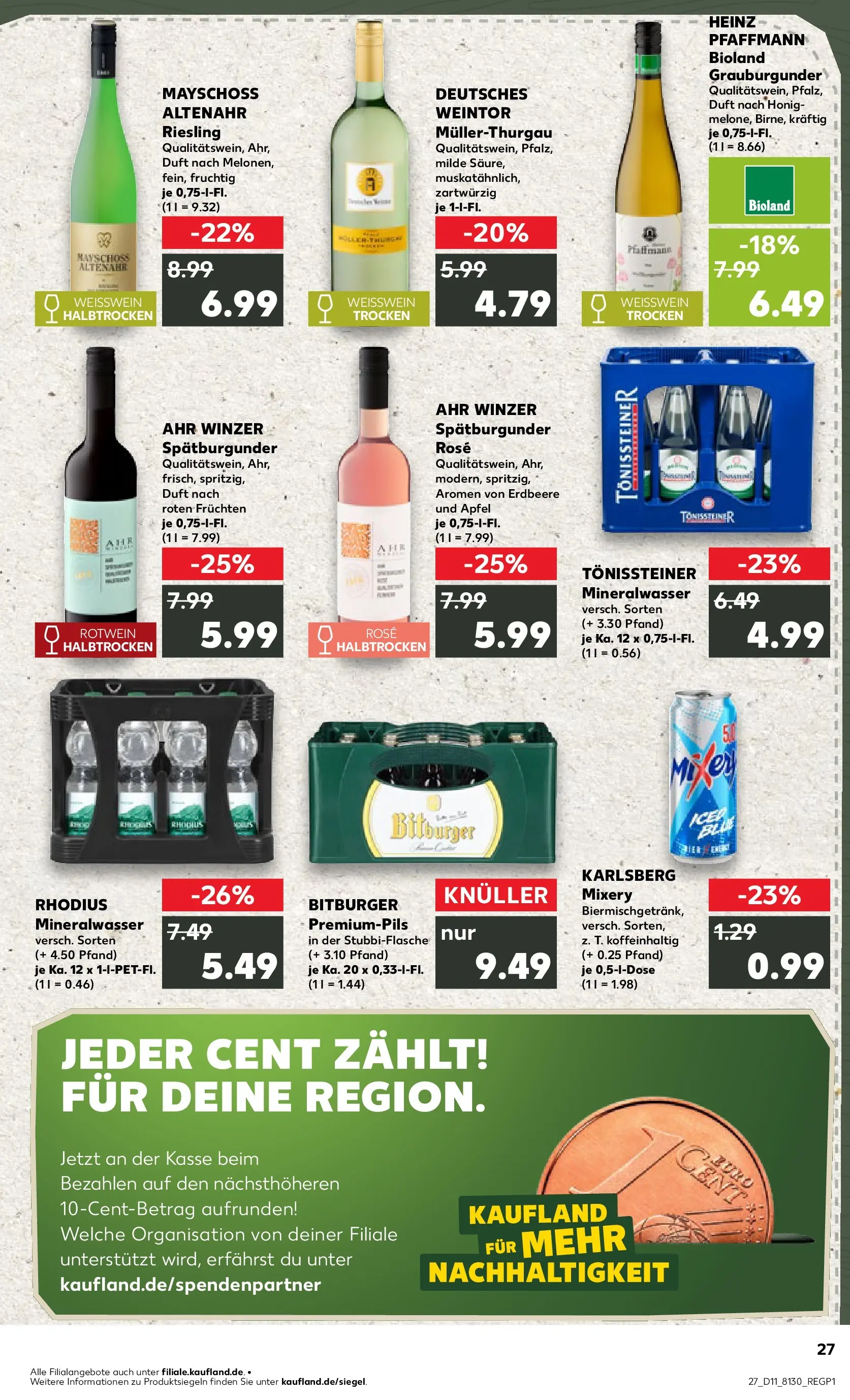 Prospekt Kaufland ab 12.03.2026 » Angebote Online zum Blättern | Seite: 27 | Produkte: Weißwein, Rotwein, Äpfel, Mineralwasser