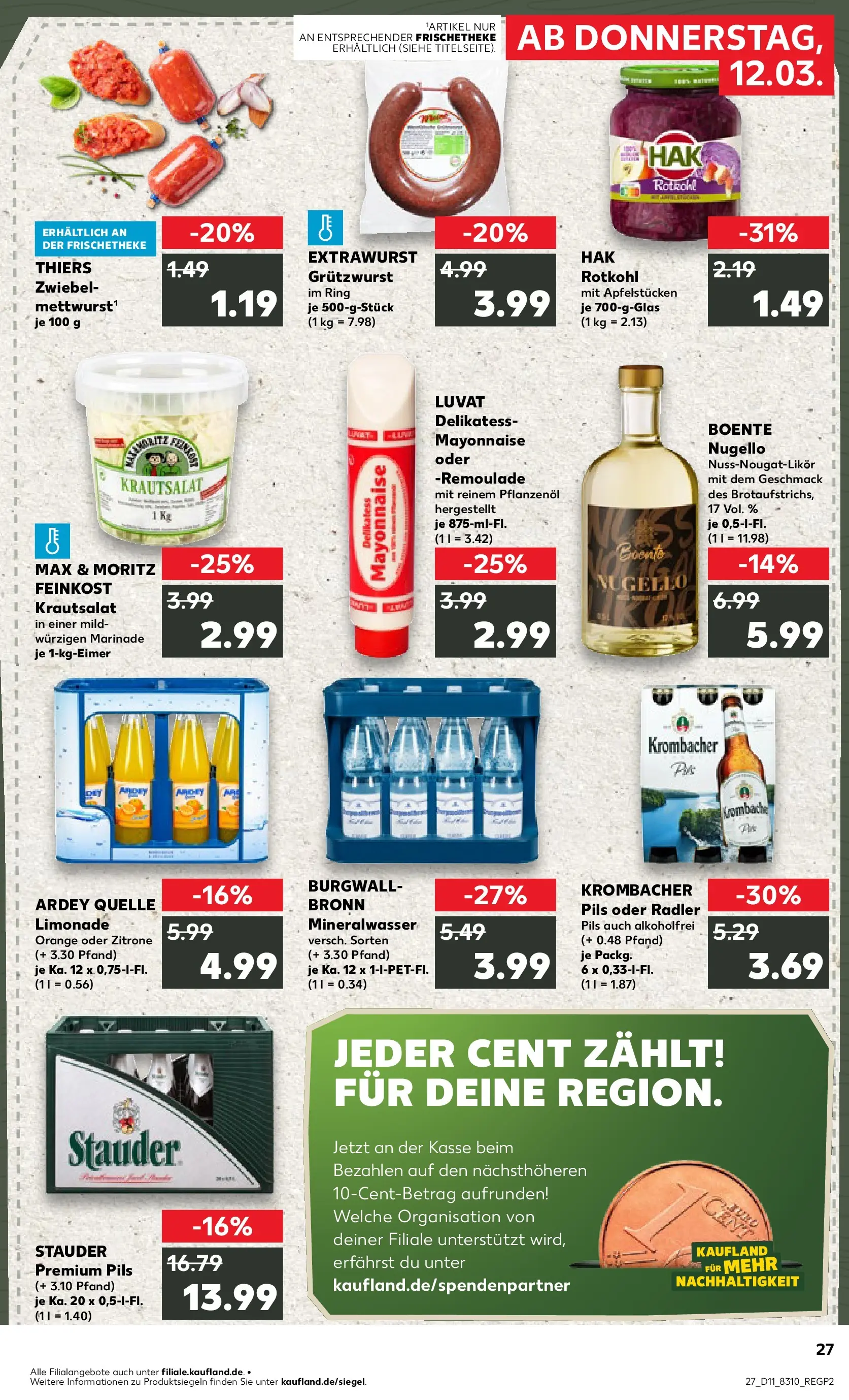 Prospekt Kaufland ab 12.03.2026 » Angebote Online zum Blättern | Seite: 27 | Produkte: Pils, Limonade, Radler, Mayonnaise