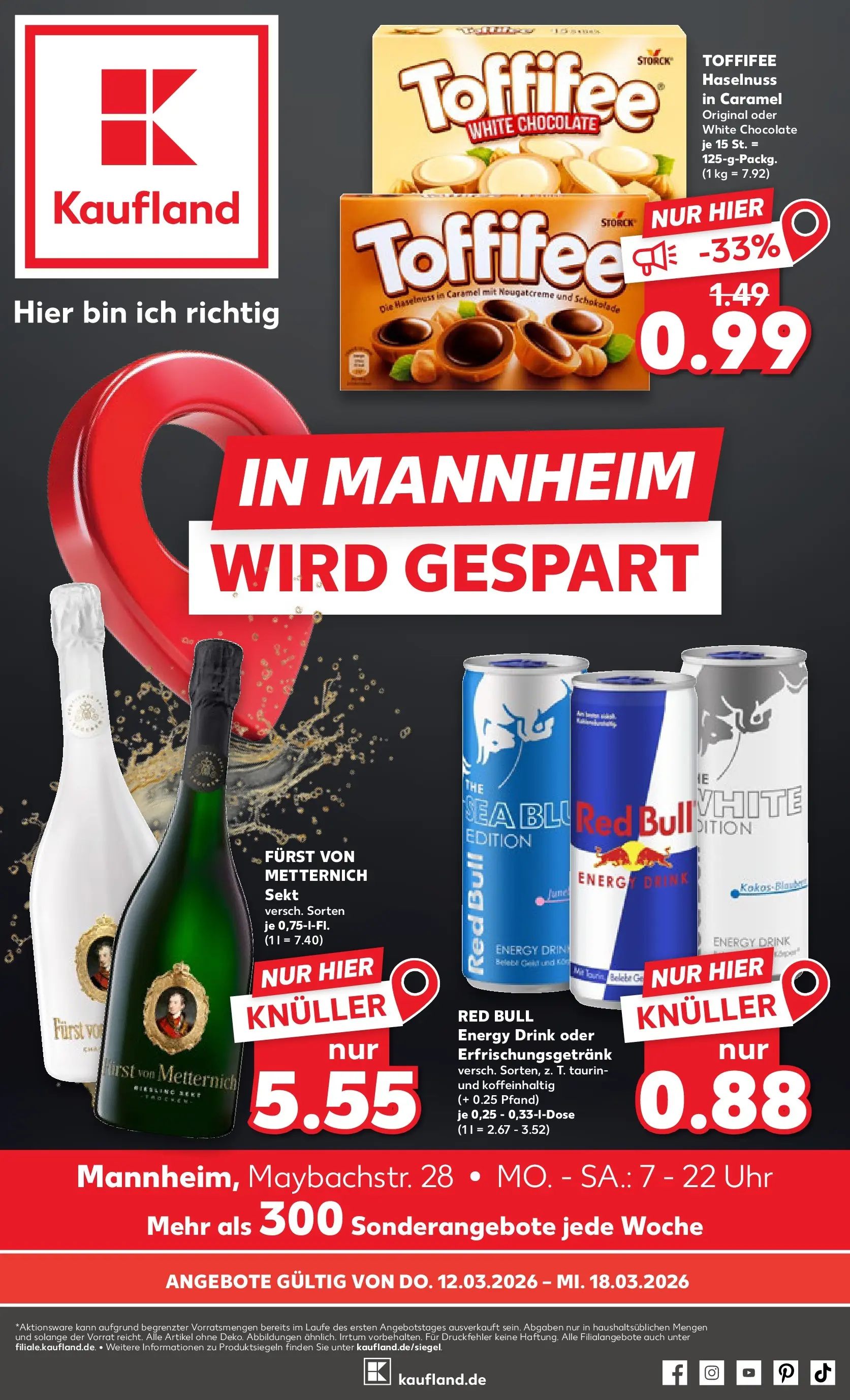 Prospekt Kaufland ab 12.03.2026 » Angebote Online zum Blättern | Seite: 1 | Produkte: Furst von metternich, Schokolade, Toffifee, Uhr