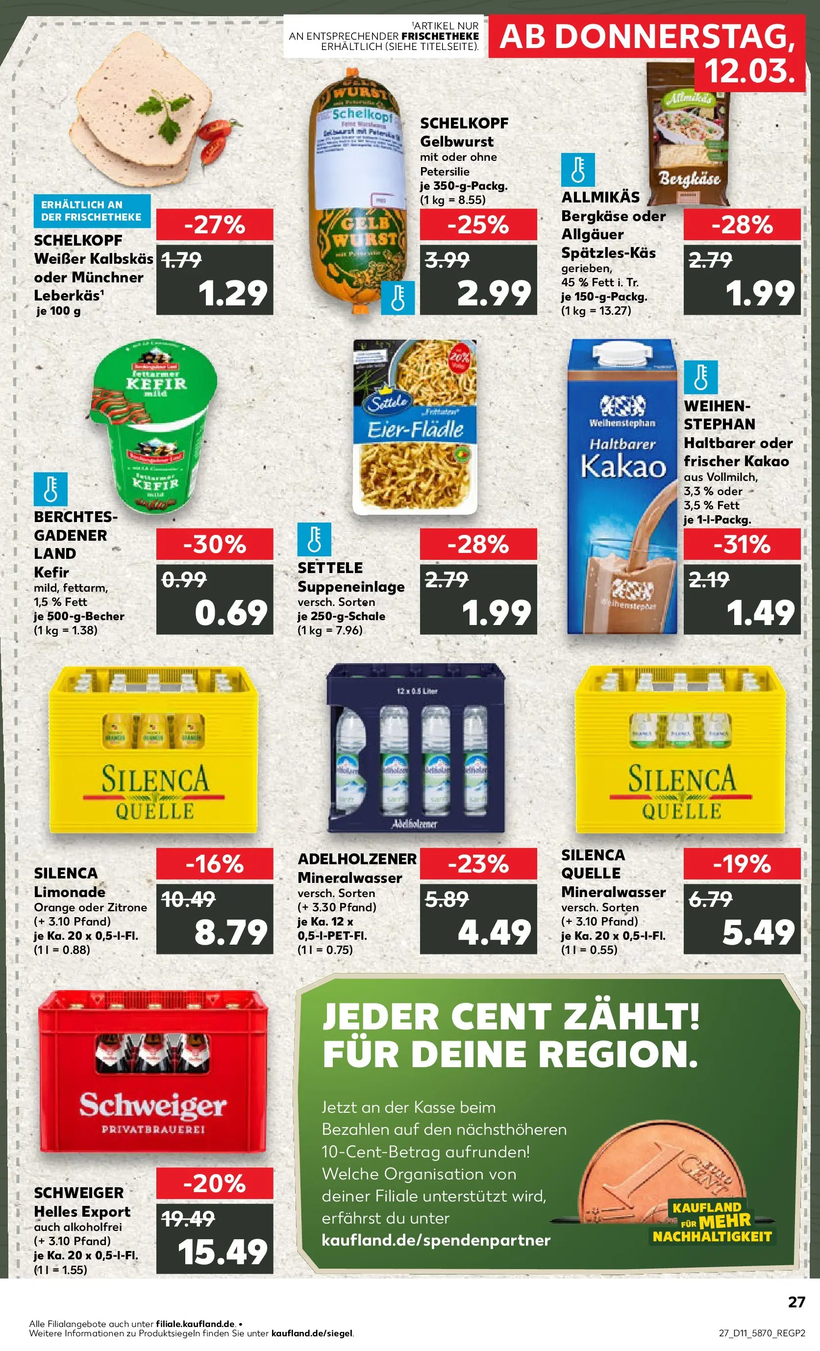 Prospekt Kaufland ab 11.03.2026 » Angebote Online zum Blättern | Seite: 27 | Produkte: Kefir, Adelholzener, Wurst, Petersilie