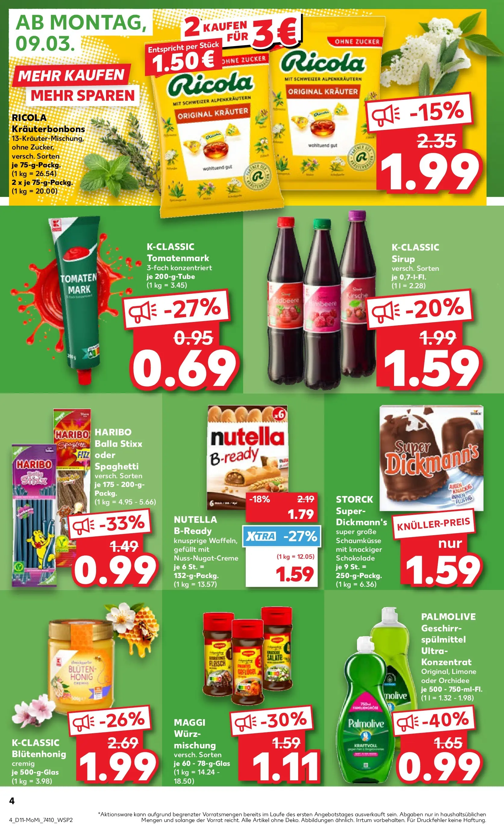 Prospekt Kaufland ab 09.03.2026 » Angebote Online zum Blättern | Seite: 4 | Produkte: Tomaten, Sirup, Zucker, Geschirrspülmittel