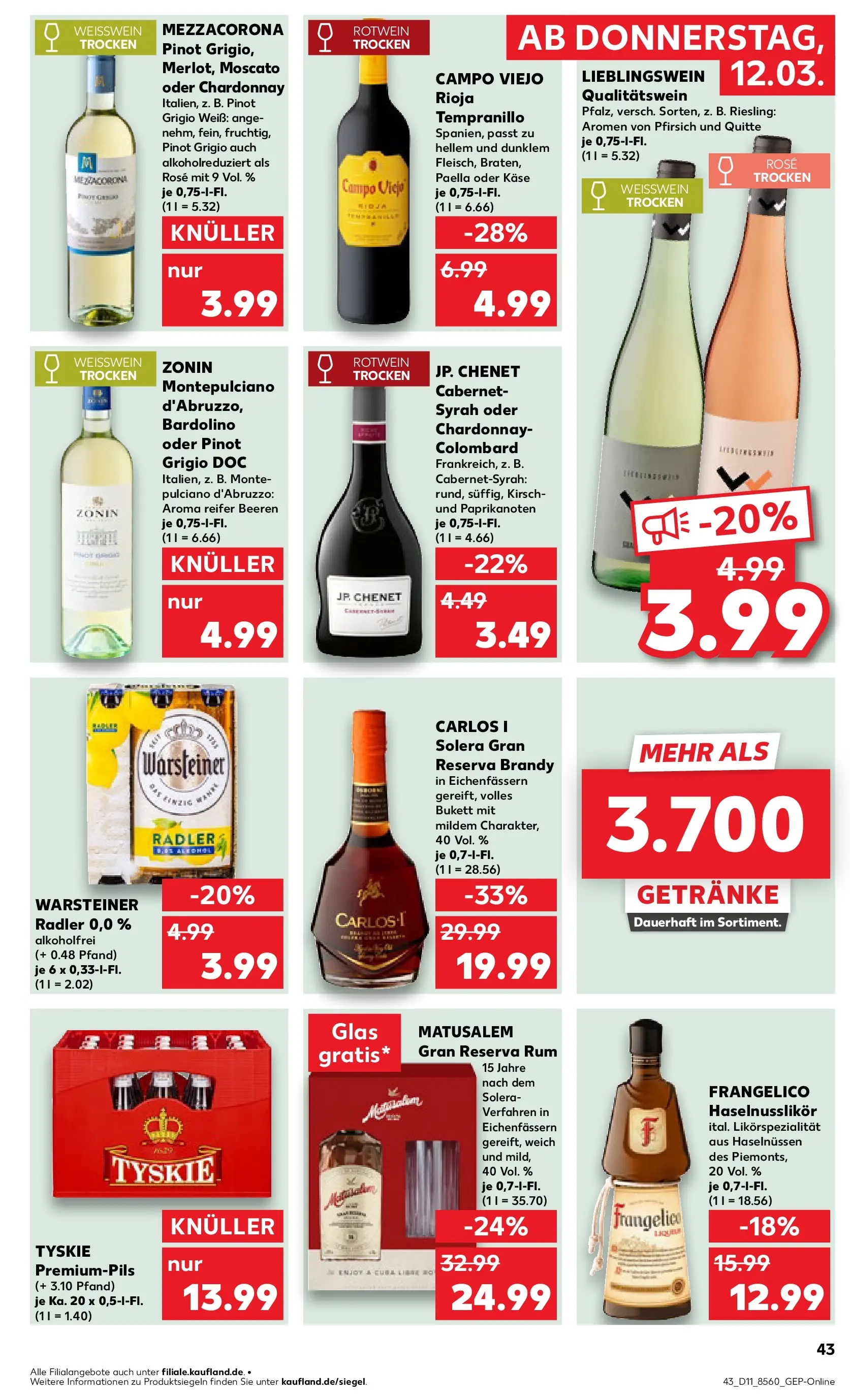 Prospekt Kaufland ab 09.03.2026 » Angebote Online zum Blättern | Seite: 55 | Produkte: Weißwein, Rotwein trocken, Radler, Warsteiner