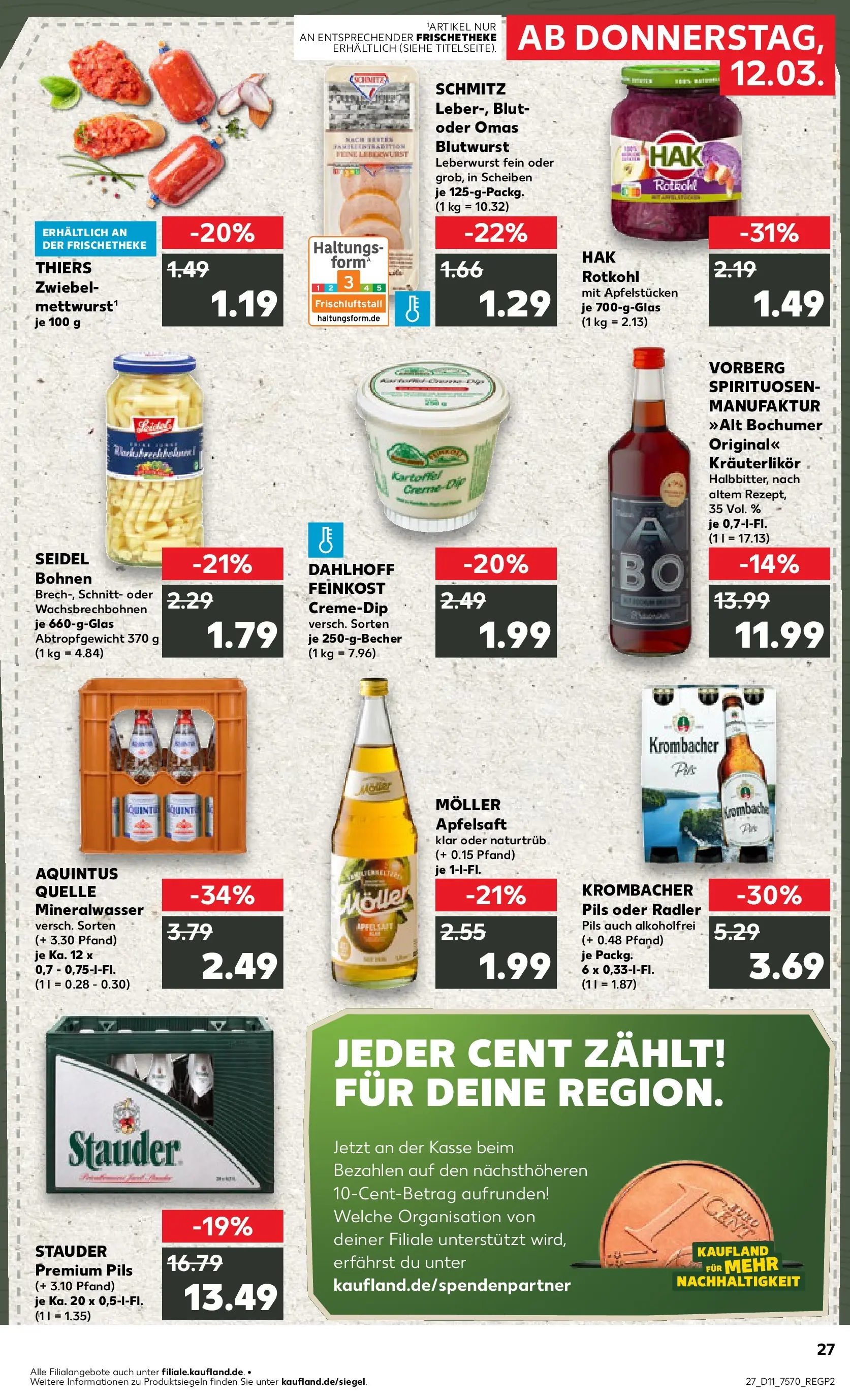 Prospekt Kaufland ab 09.03.2026 » Angebote Online zum Blättern | Seite: 39 | Produkte: Rotkohl, Apfelsaft, Apple, Krombacher