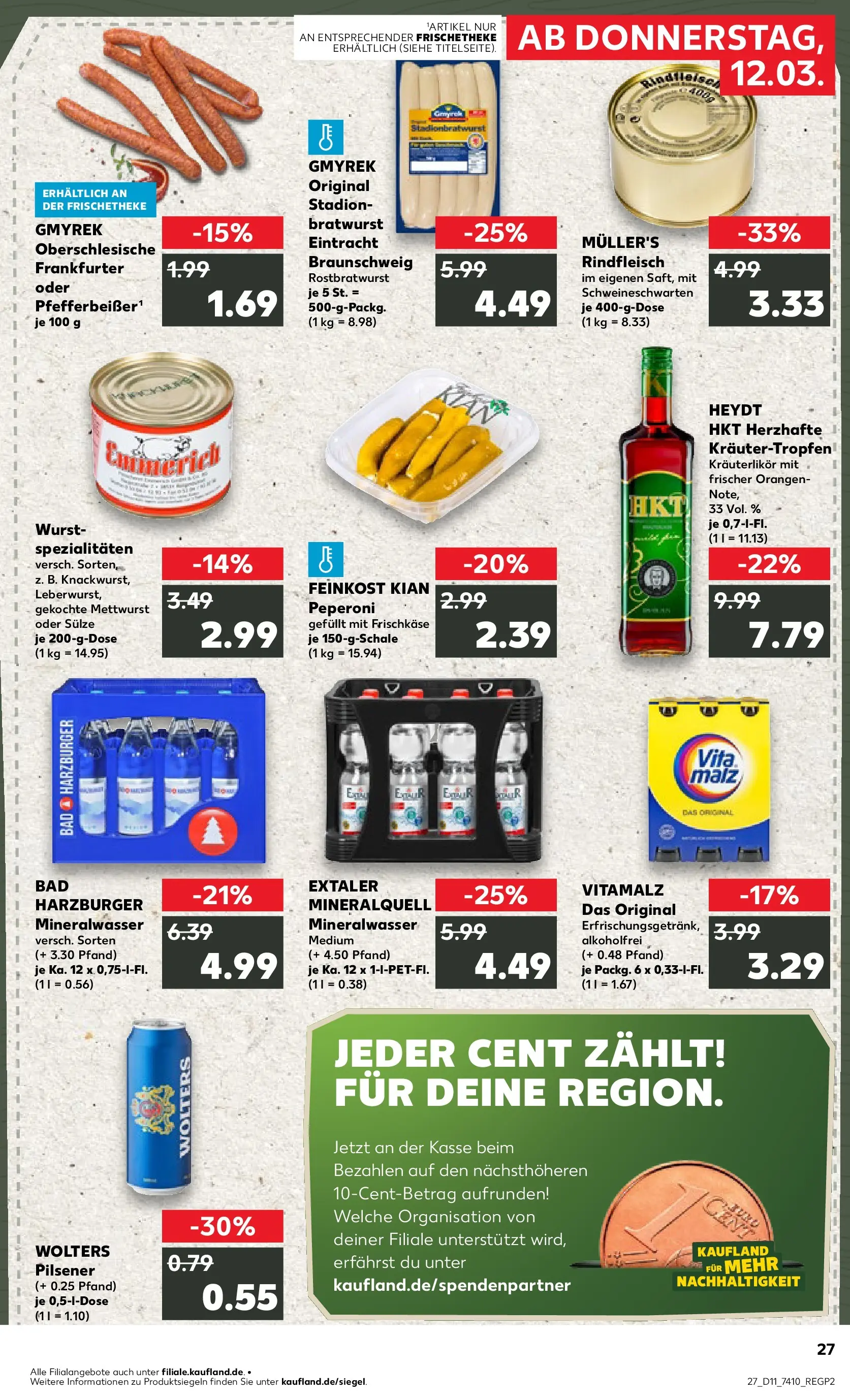 Prospekt Kaufland ab 12.03.2026 » Angebote Online zum Blättern | Seite: 27 | Produkte: Bad, Mineralwasser, Wurst, Rindfleisch