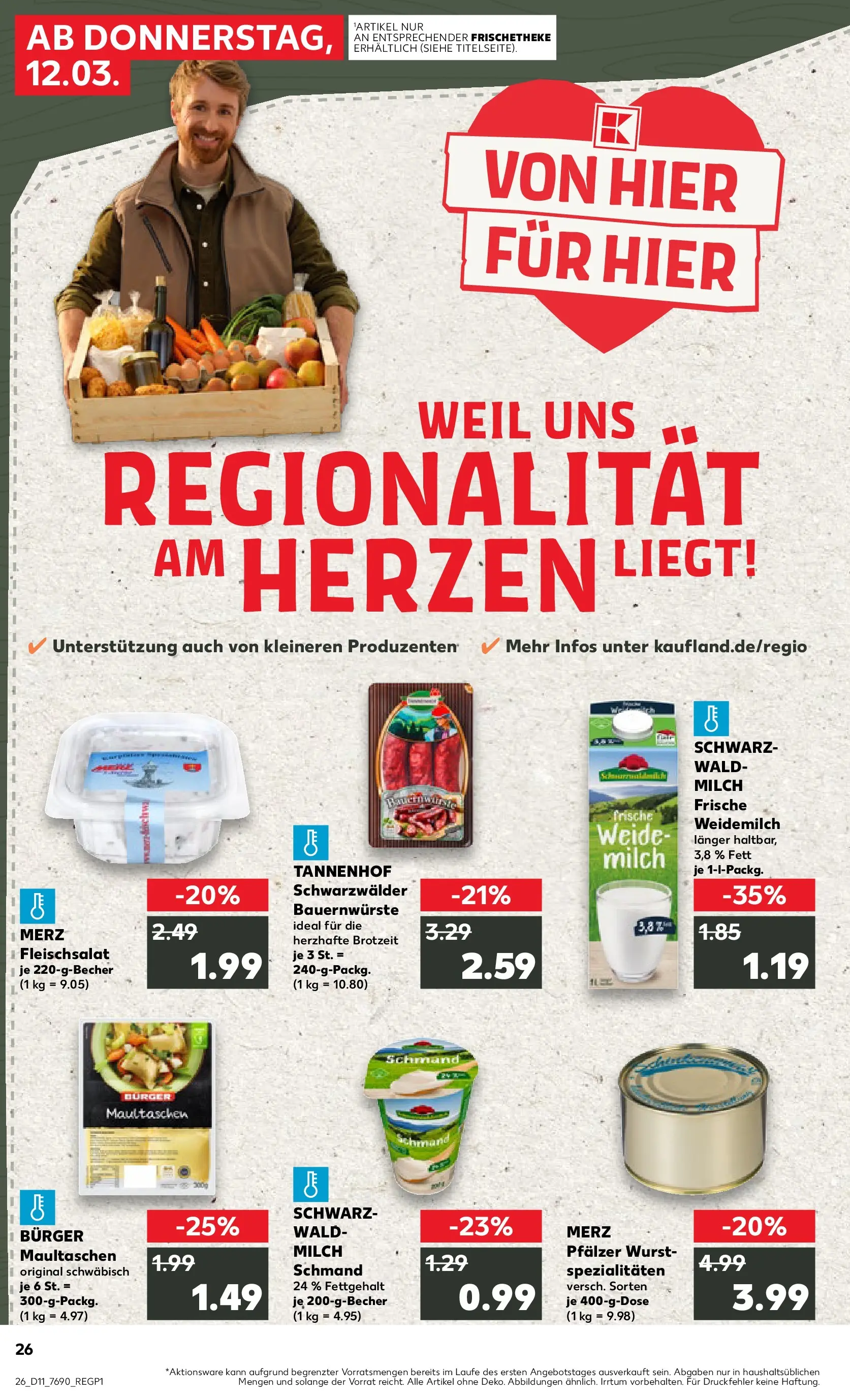 Prospekt Kaufland ab 09.03.2026 » Angebote Online zum Blättern | Seite: 38 | Produkte: Burger, Wurst, Pasta, Maultaschen