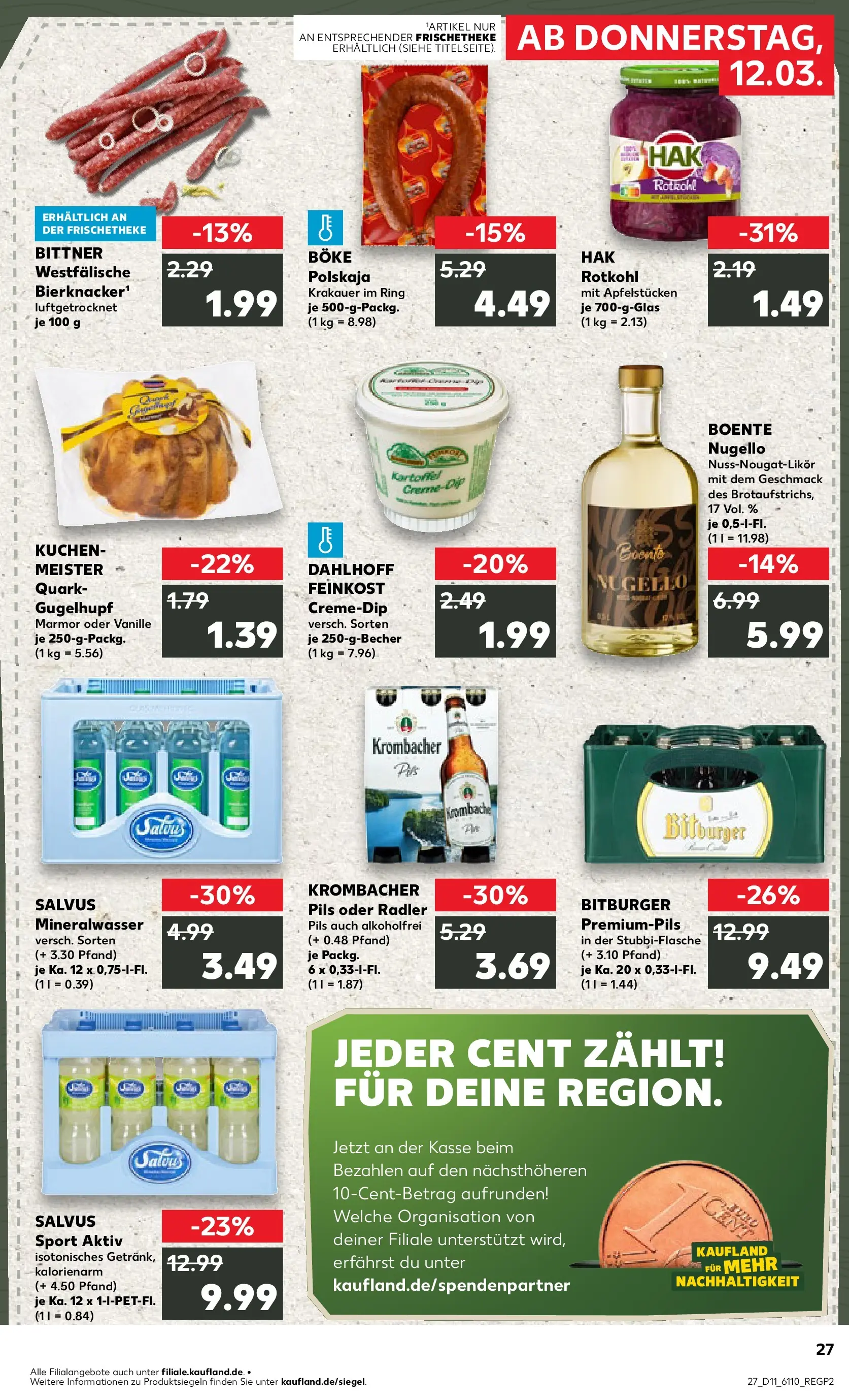 Prospekt Kaufland ab 09.03.2026 » Angebote Online zum Blättern | Seite: 39 | Produkte: Pils, Radler, Krombacher, Kuchen
