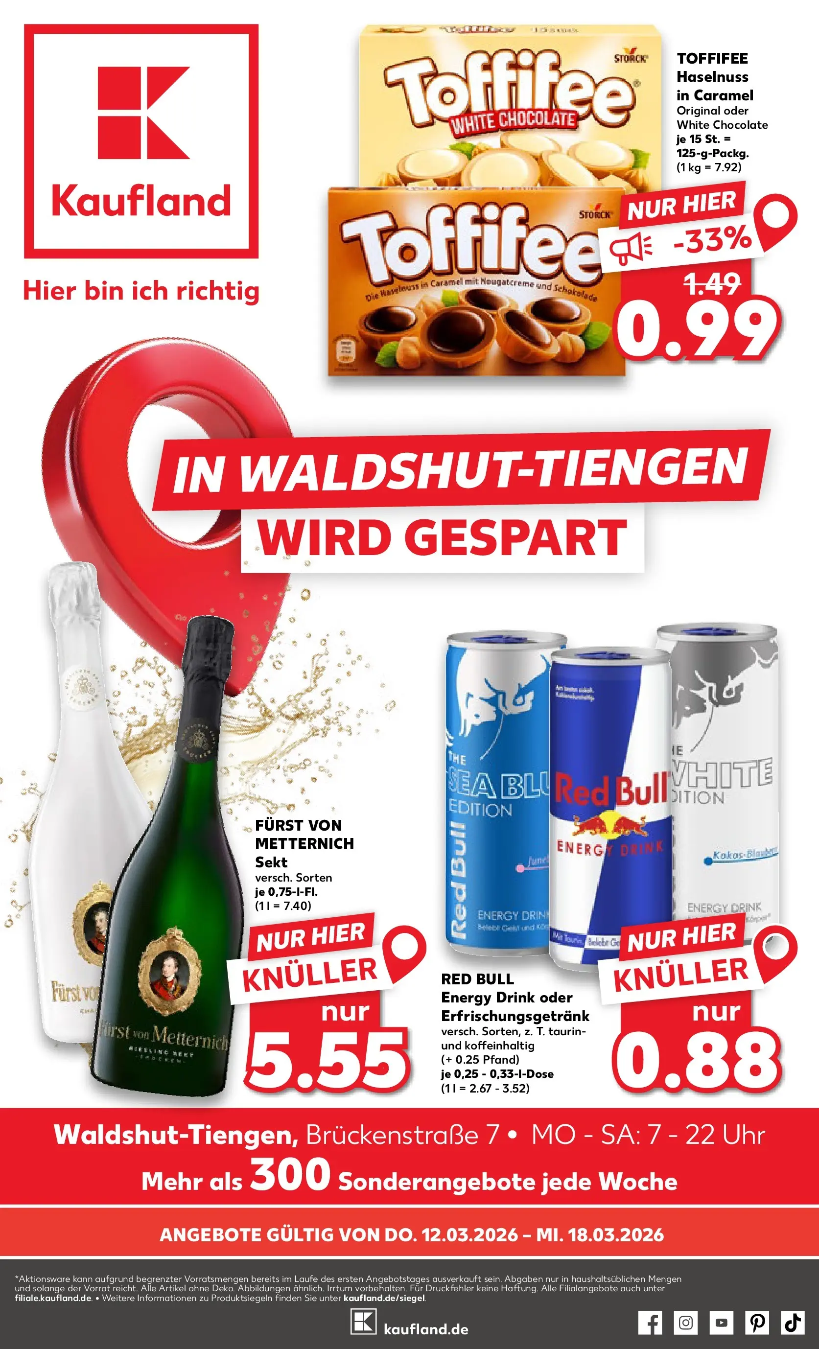 Prospekt Kaufland ab 12.03.2026 » Angebote Online zum Blättern | Seite: 1 | Produkte: Furst von metternich, Schokolade, Sekt, Uhr