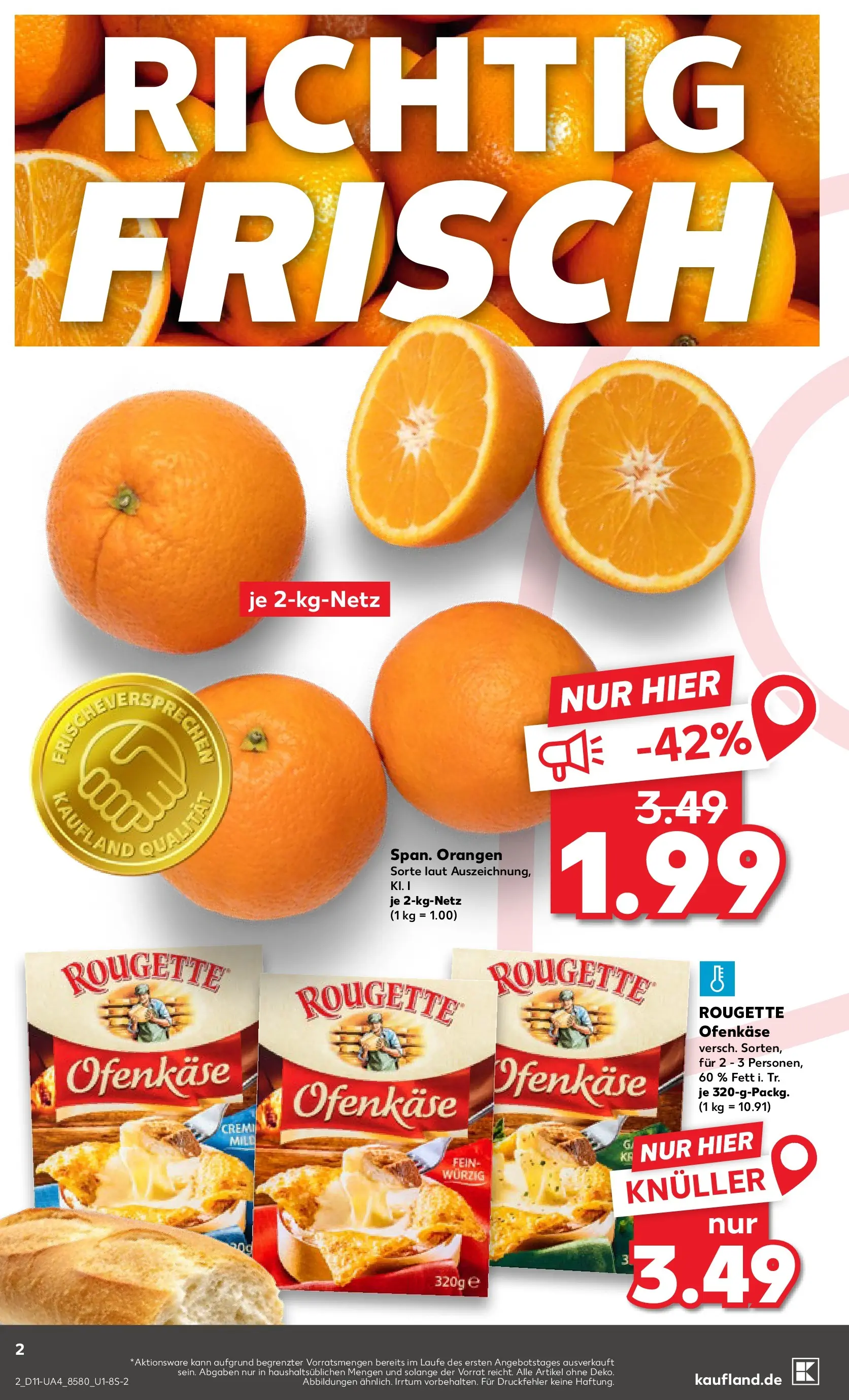 Prospekt Kaufland ab 12.03.2026 » Angebote Online zum Blättern | Seite: 2 | Produkte: Orangen, Rougette ofenkase