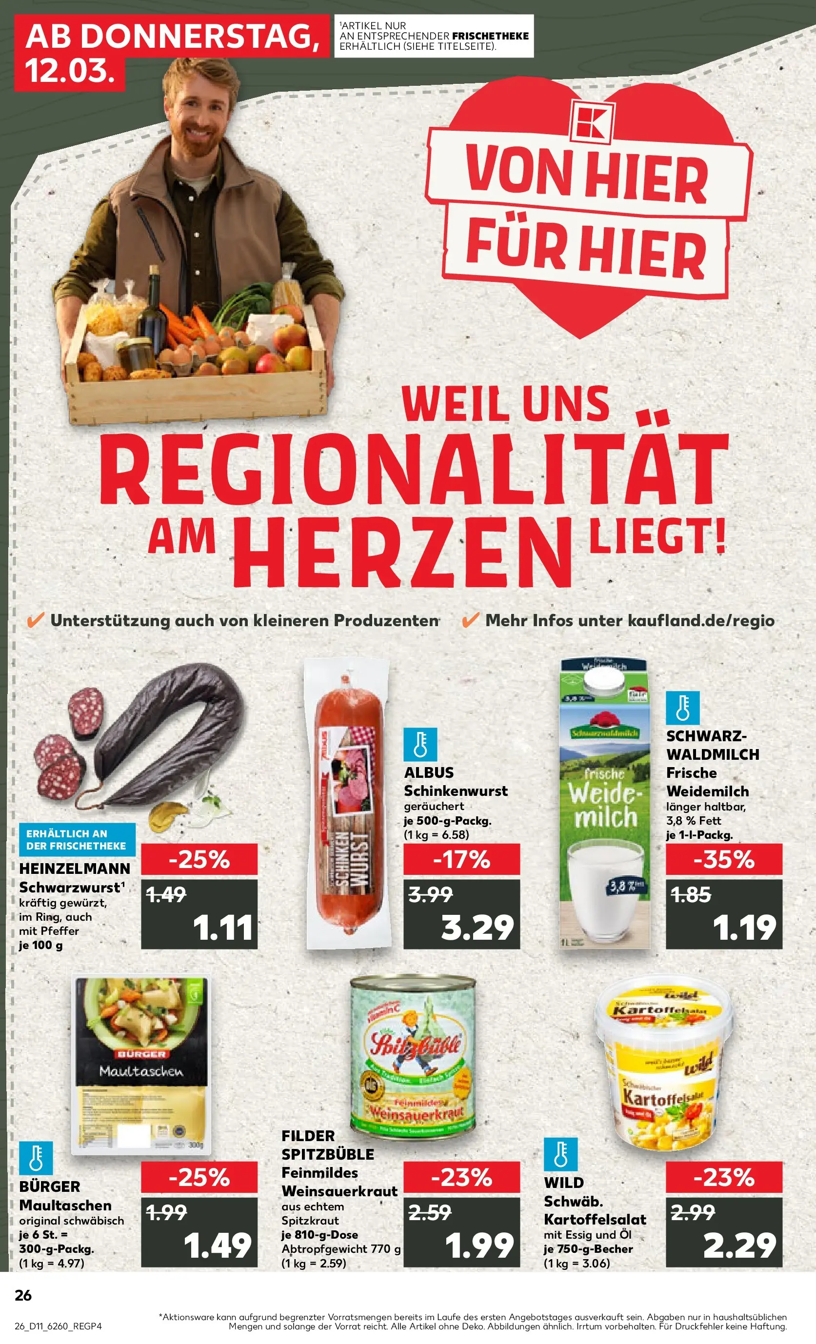 Prospekt Kaufland ab 12.03.2026 » Angebote Online zum Blättern | Seite: 26 | Produkte: Öl, Essig, Pfeffer, Maultaschen