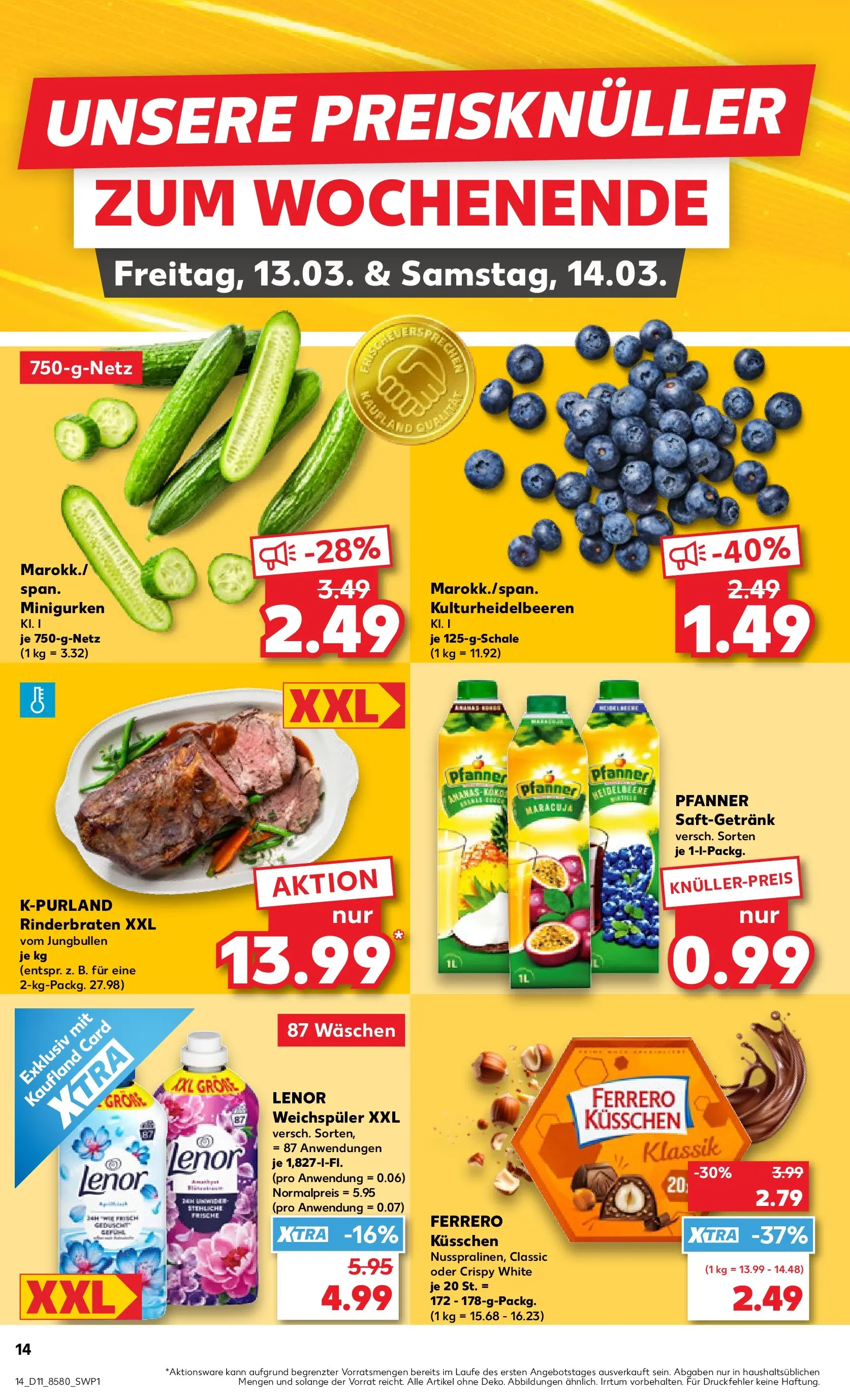 Prospekt Kaufland ab 12.03.2026 » Angebote Online zum Blättern | Seite: 22 | Produkte: Lenor, Rinderbraten, Weichspüler