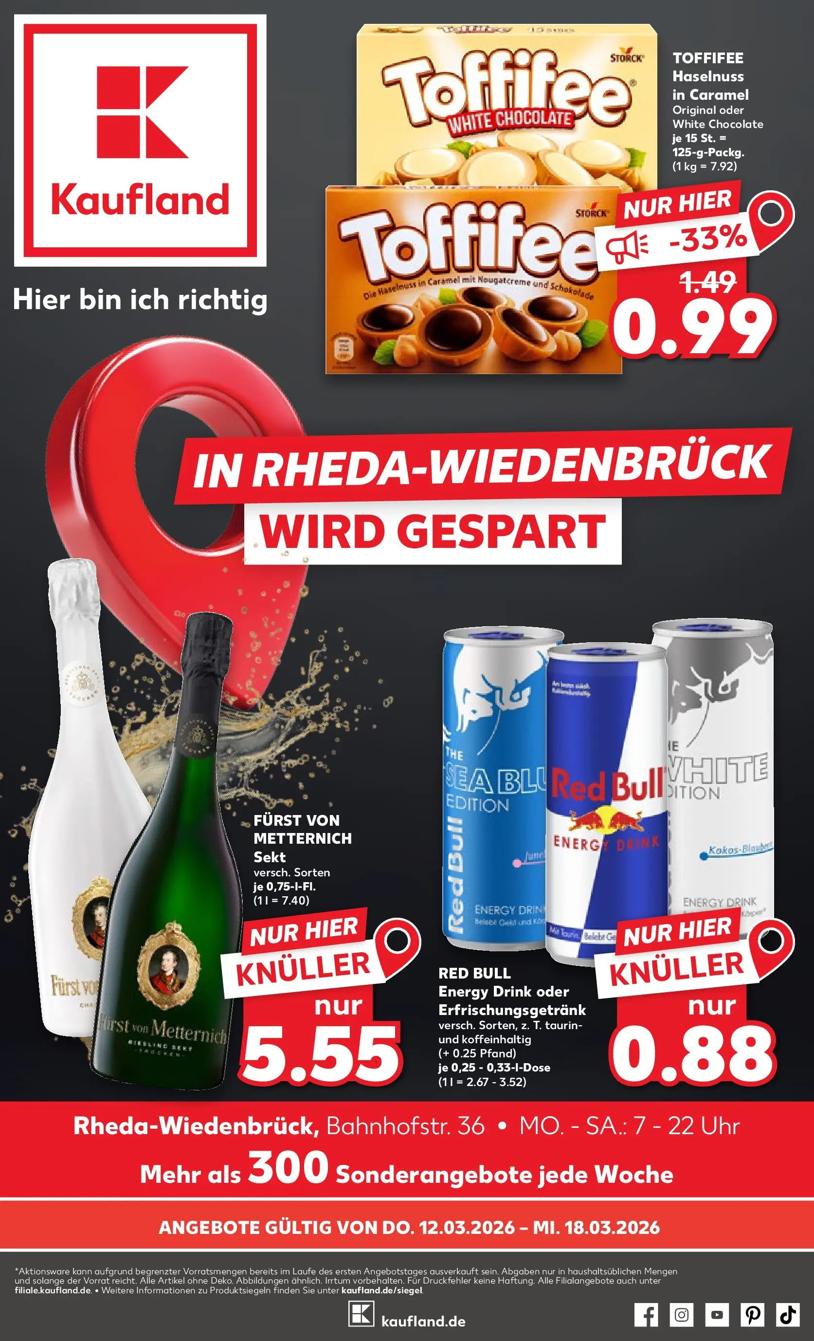 Prospekt Kaufland ab 09.03.2026 » Angebote Online zum Blättern | Seite: 13 | Produkte: Furst von metternich, Red bull, Schokolade, Toffifee