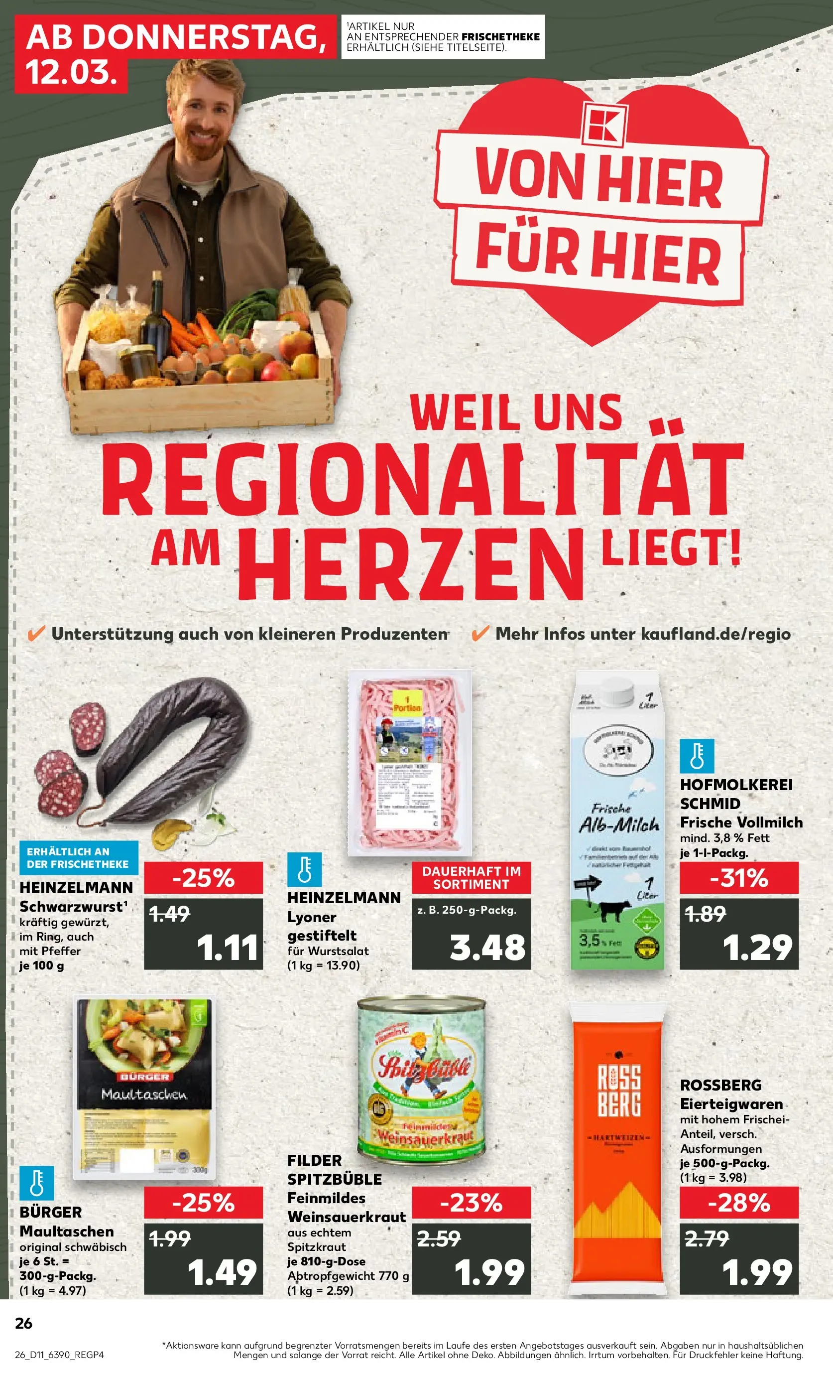 Prospekt Kaufland ab 12.03.2026 » Angebote Online zum Blättern | Seite: 26 | Produkte: Burger, Pfeffer, Pasta, Maultaschen