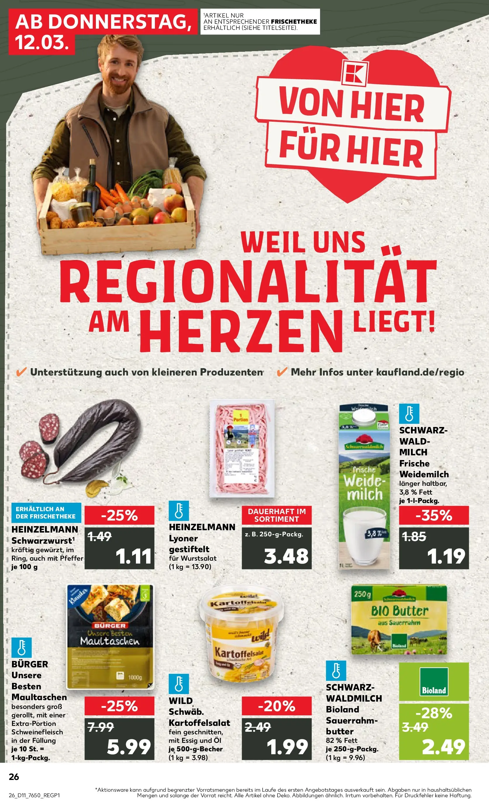 Prospekt Kaufland ab 09.03.2026 » Angebote Online zum Blättern | Seite: 38 | Produkte: Milch, Essig, Burger, Maultaschen