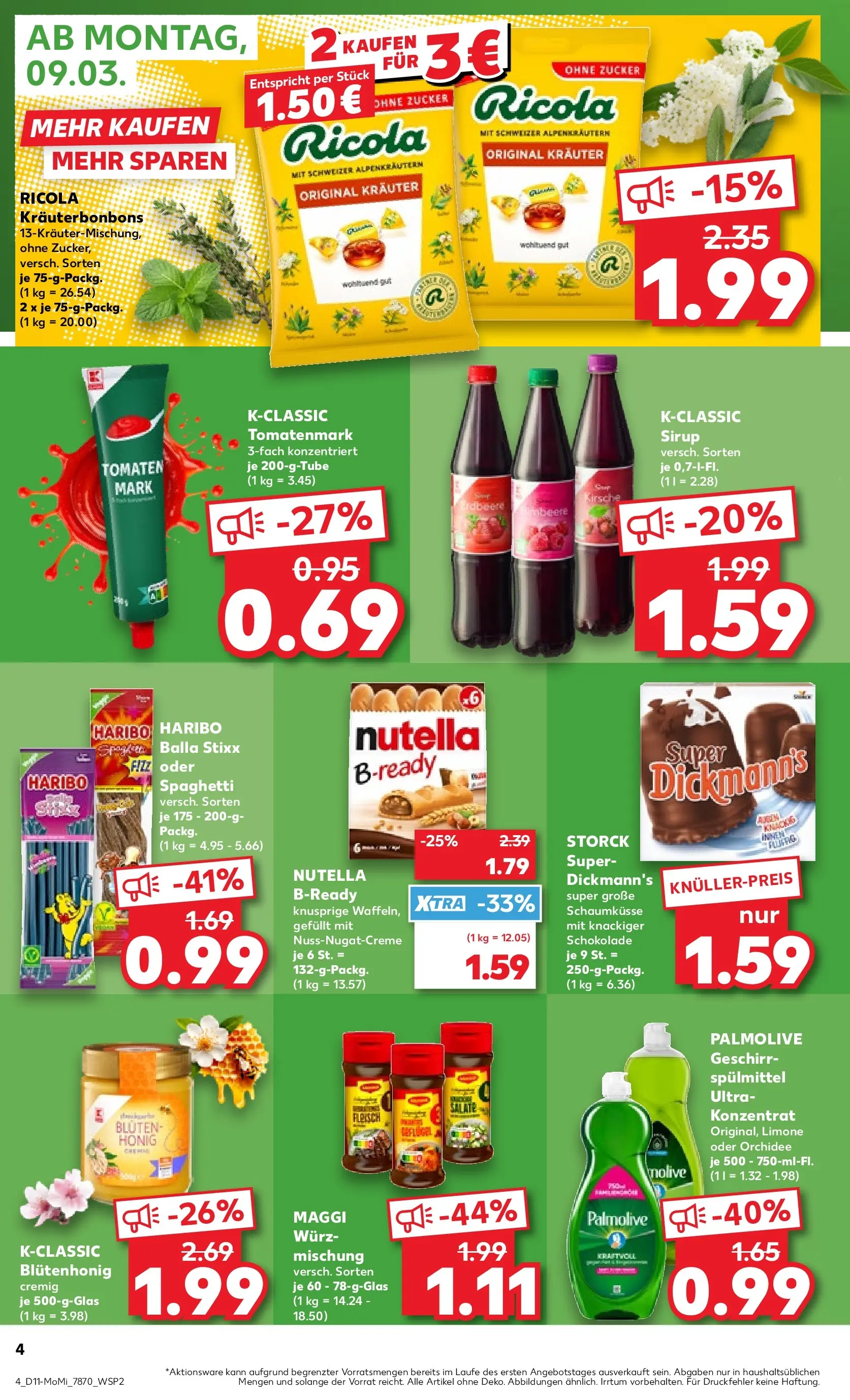Prospekt Kaufland ab 09.03.2026 » Angebote Online zum Blättern | Seite: 4 | Produkte: Maggi, Schokolade, Tomaten, Zucker