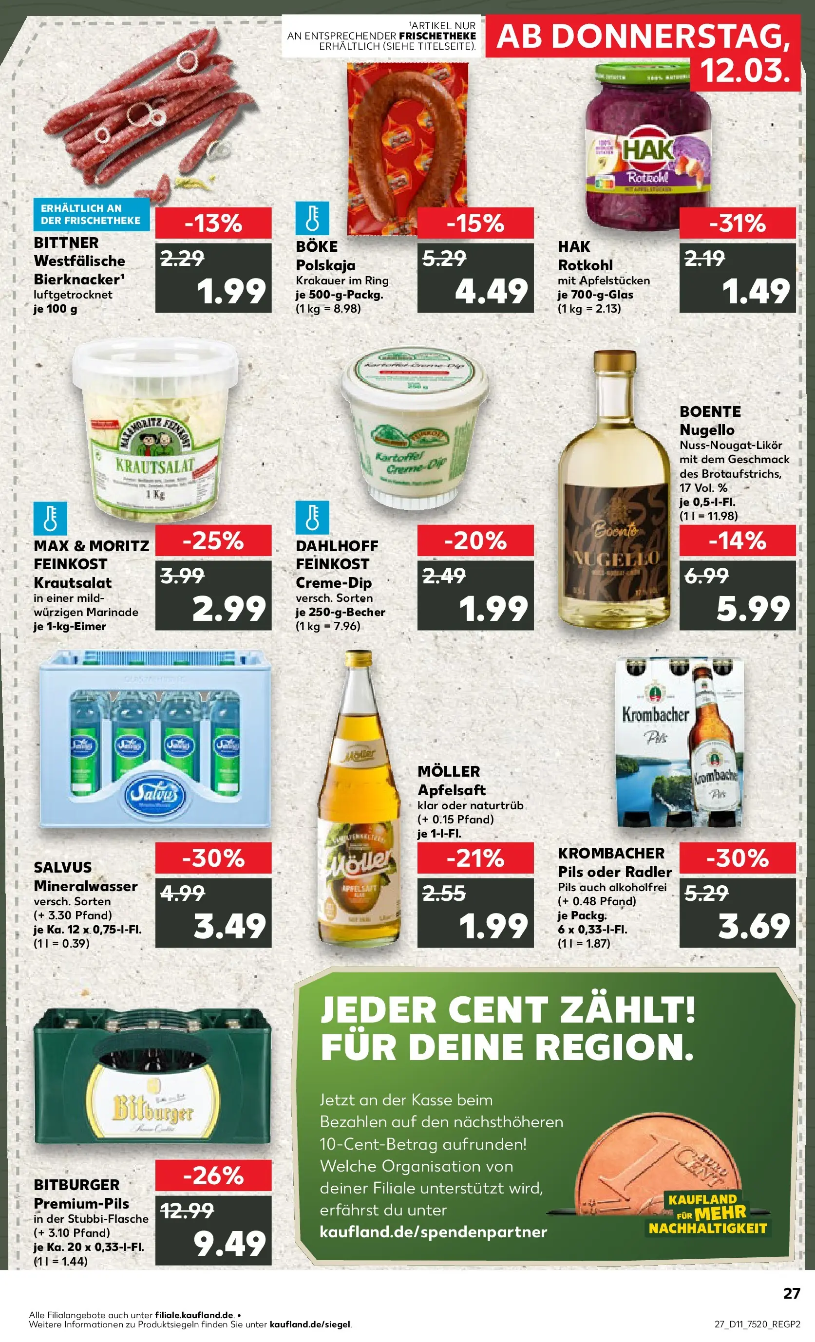 Prospekt Kaufland ab 12.03.2026 » Angebote Online zum Blättern | Seite: 27 | Produkte: Bitburger, Creme, Radler, Krombacher