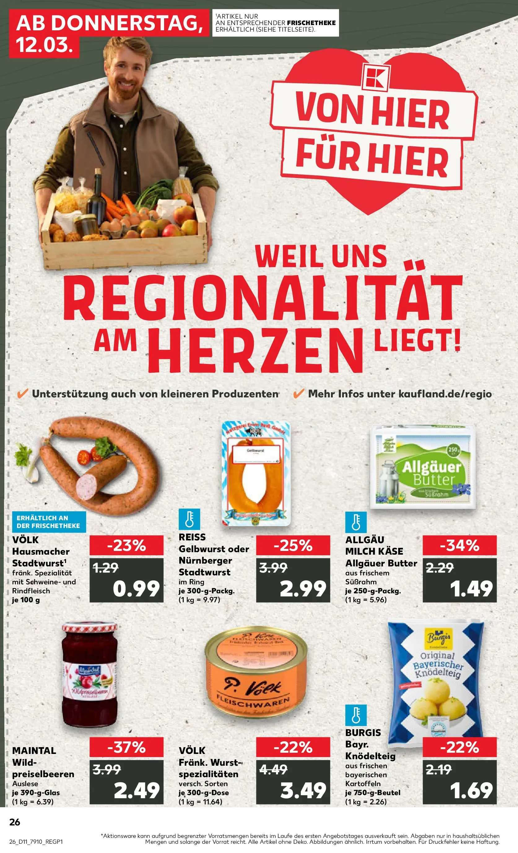 Prospekt Kaufland ab 09.03.2026 » Angebote Online zum Blättern | Seite: 38 | Produkte: Butter, Kartoffeln, Wurst, Rindfleisch