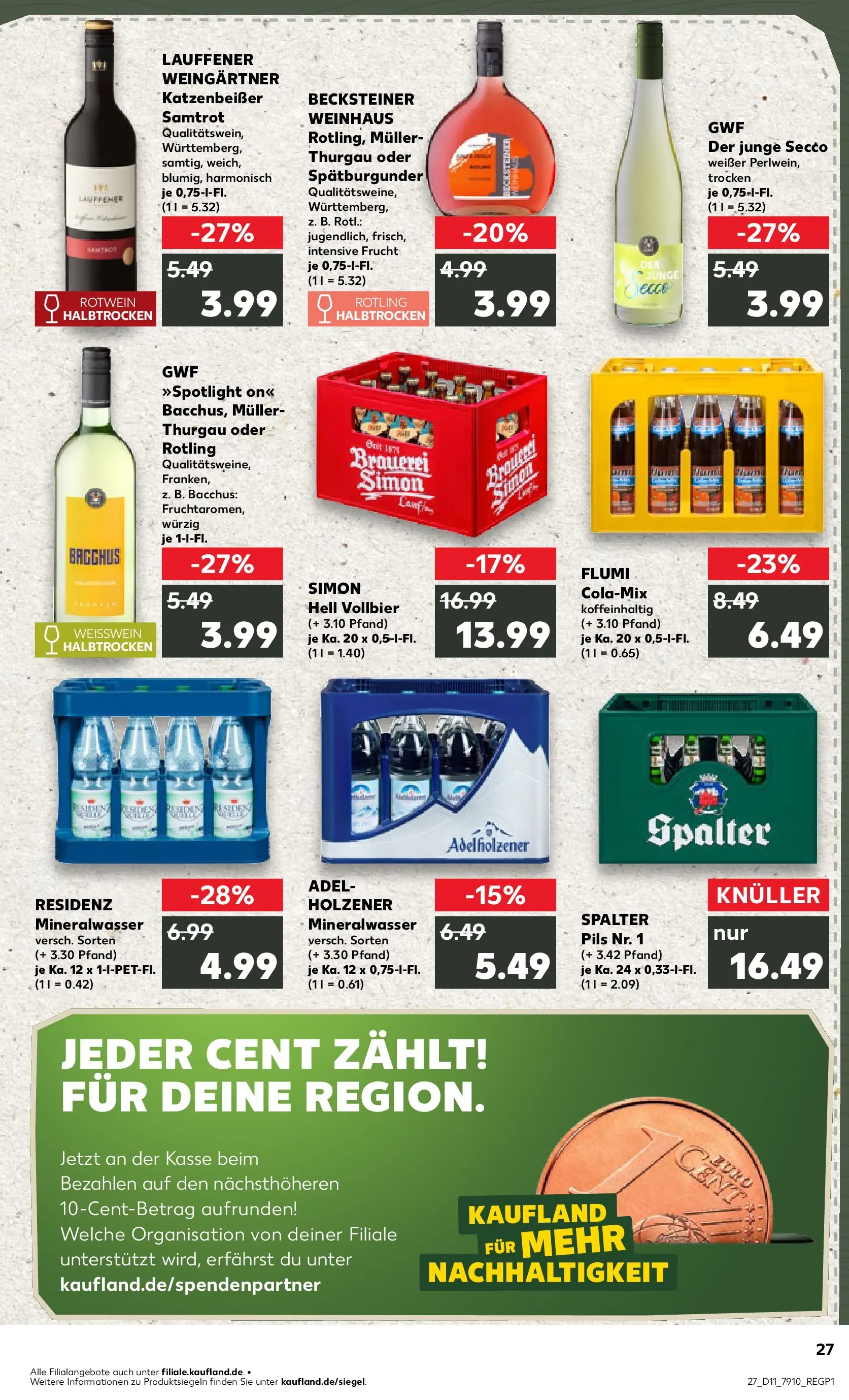Prospekt Kaufland ab 09.03.2026 » Angebote Online zum Blättern | Seite: 39 | Produkte: Cola, Weißwein, Rotwein, Adelholzener