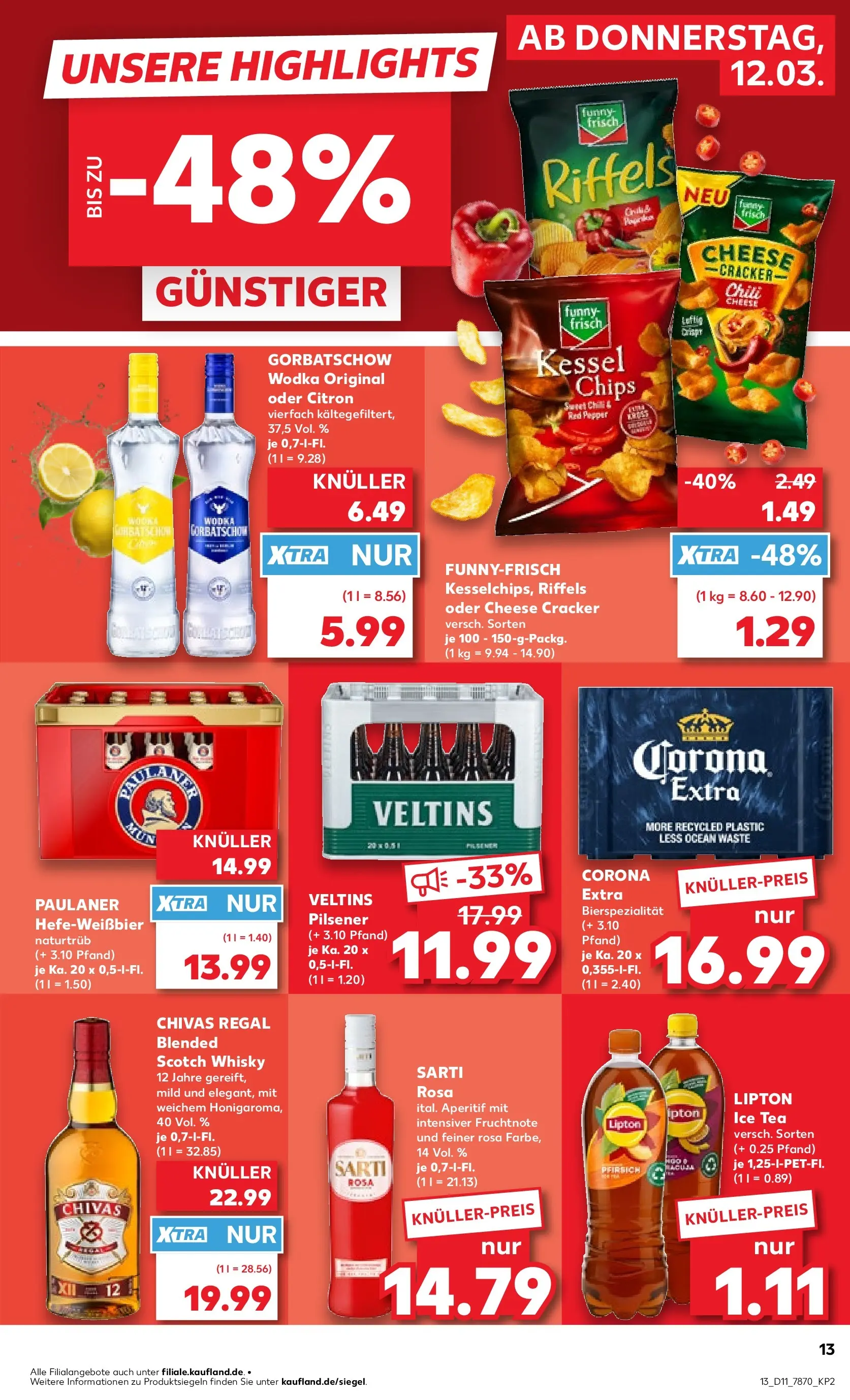 Prospekt Kaufland ab 09.03.2026 » Angebote Online zum Blättern | Seite: 29 | Produkte: Whisky, Regal, Wodka gorbatschow, Wodka
