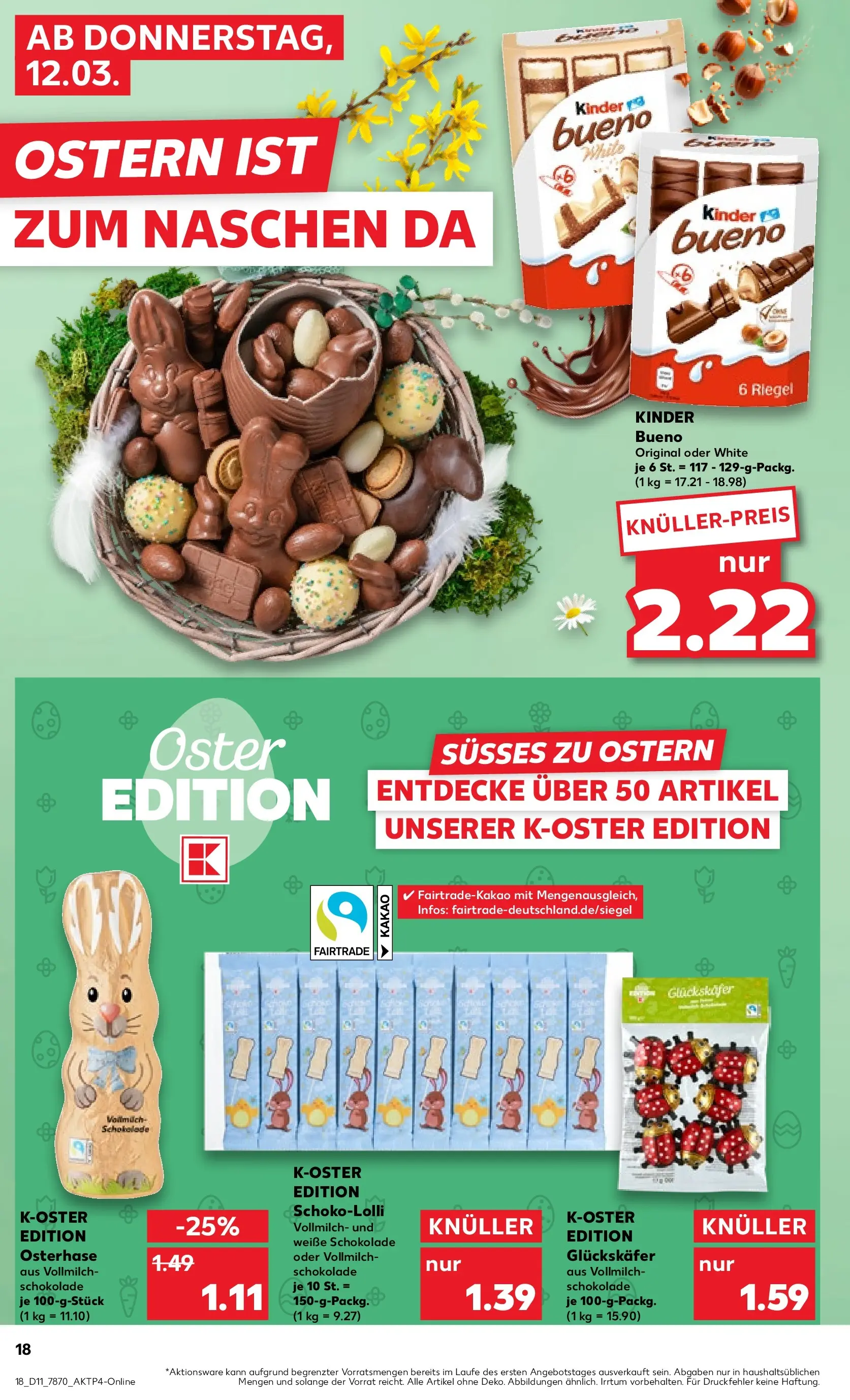 Prospekt Kaufland ab 09.03.2026 » Angebote Online zum Blättern | Seite: 34 | Produkte: Schokolade, Kinder bueno