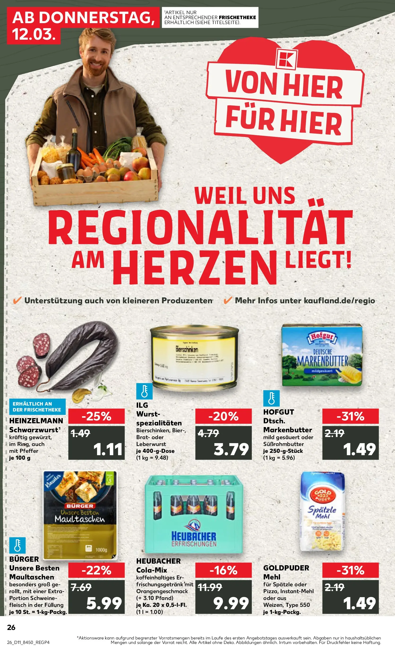 Prospekt Kaufland ab 09.03.2026 » Angebote Online zum Blättern | Seite: 38 | Produkte: Mehl, Pfeffer, Wurst, Schweinefleisch