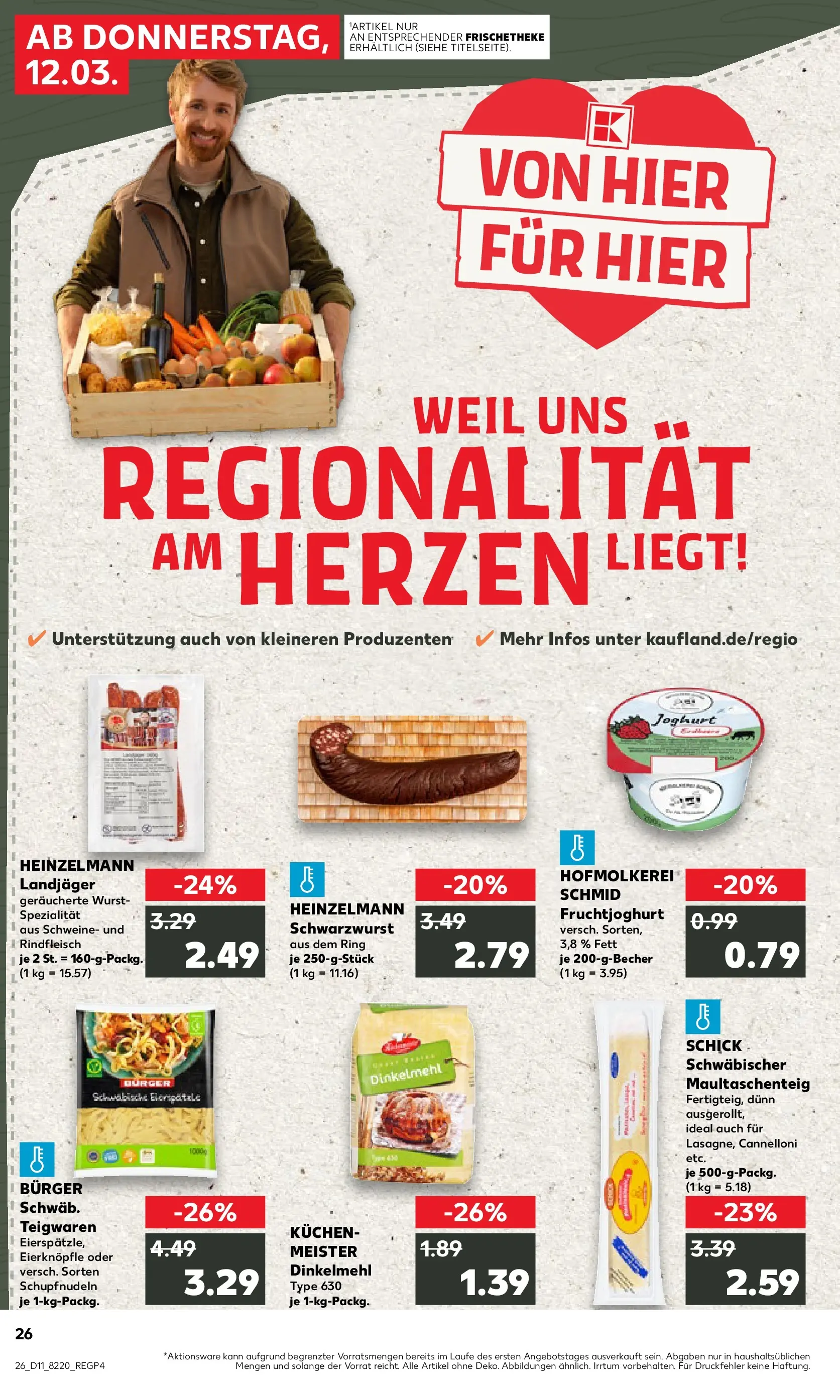 Prospekt Kaufland ab 12.03.2026 » Angebote Online zum Blättern | Seite: 26 | Produkte: Joghurt, Fruchtjoghurt, Wurst, Pasta