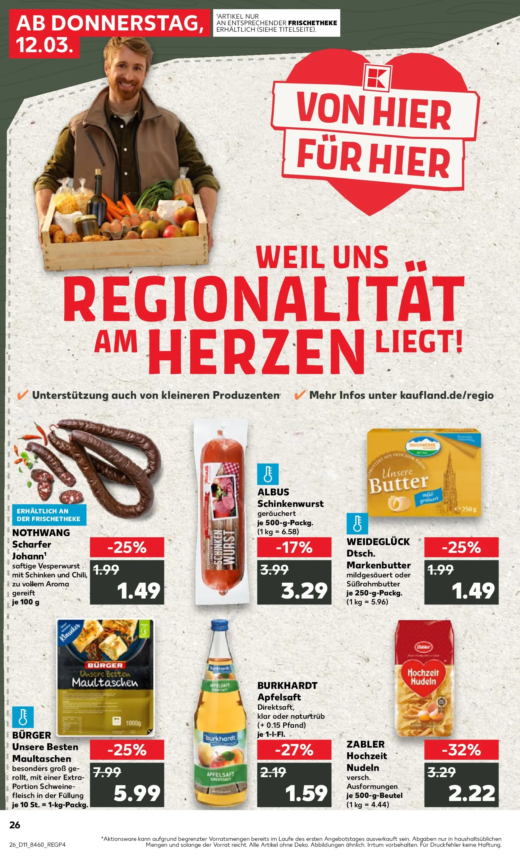 Prospekt Kaufland ab 09.03.2026 » Angebote Online zum Blättern | Seite: 38 | Produkte: Burger, Apfelsaft, Wurst, Schweinefleisch
