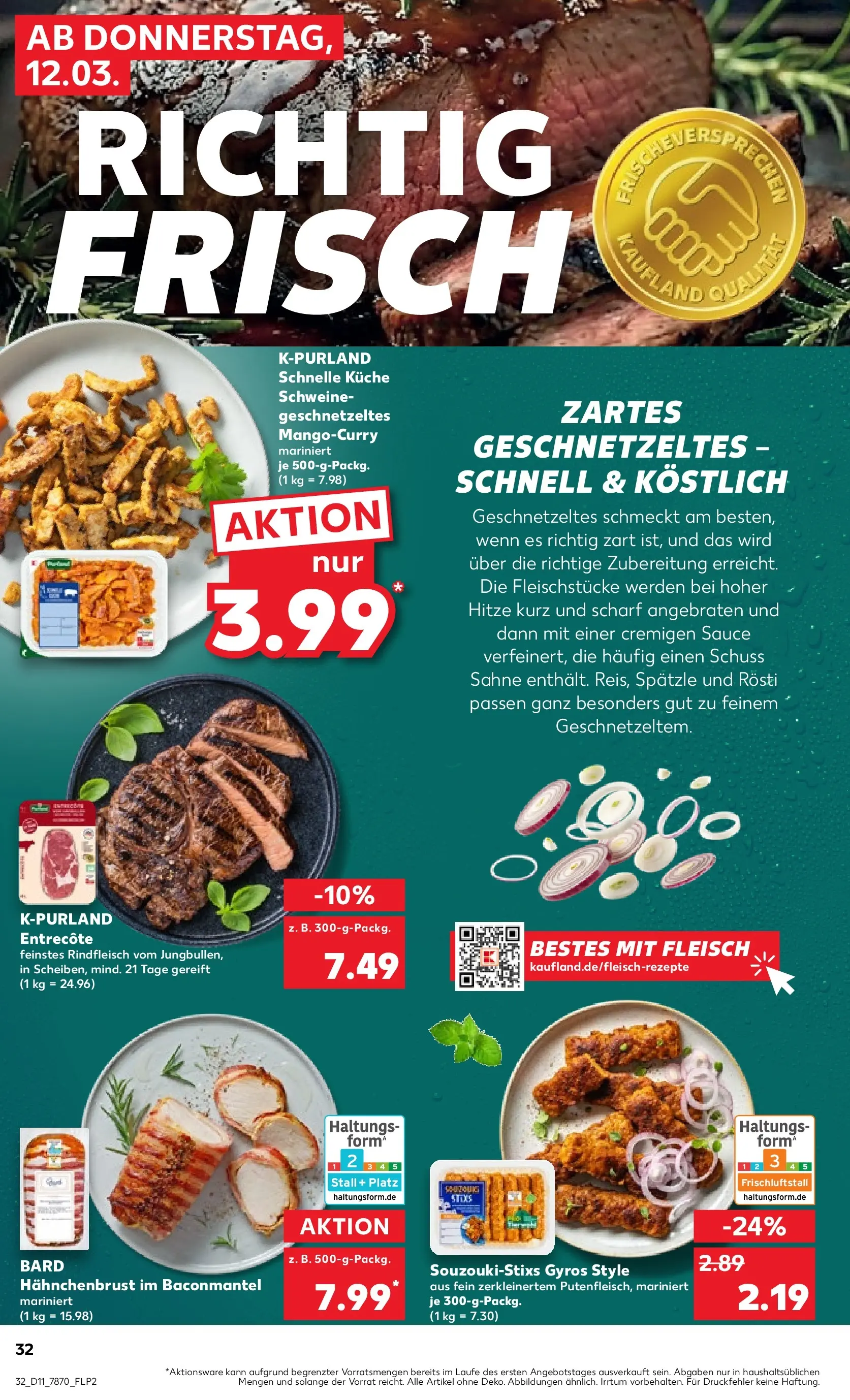 Prospekt Kaufland ab 09.03.2026 » Angebote Online zum Blättern | Seite: 48 | Produkte: Rindfleisch, Steak, Sahne, Fleisch