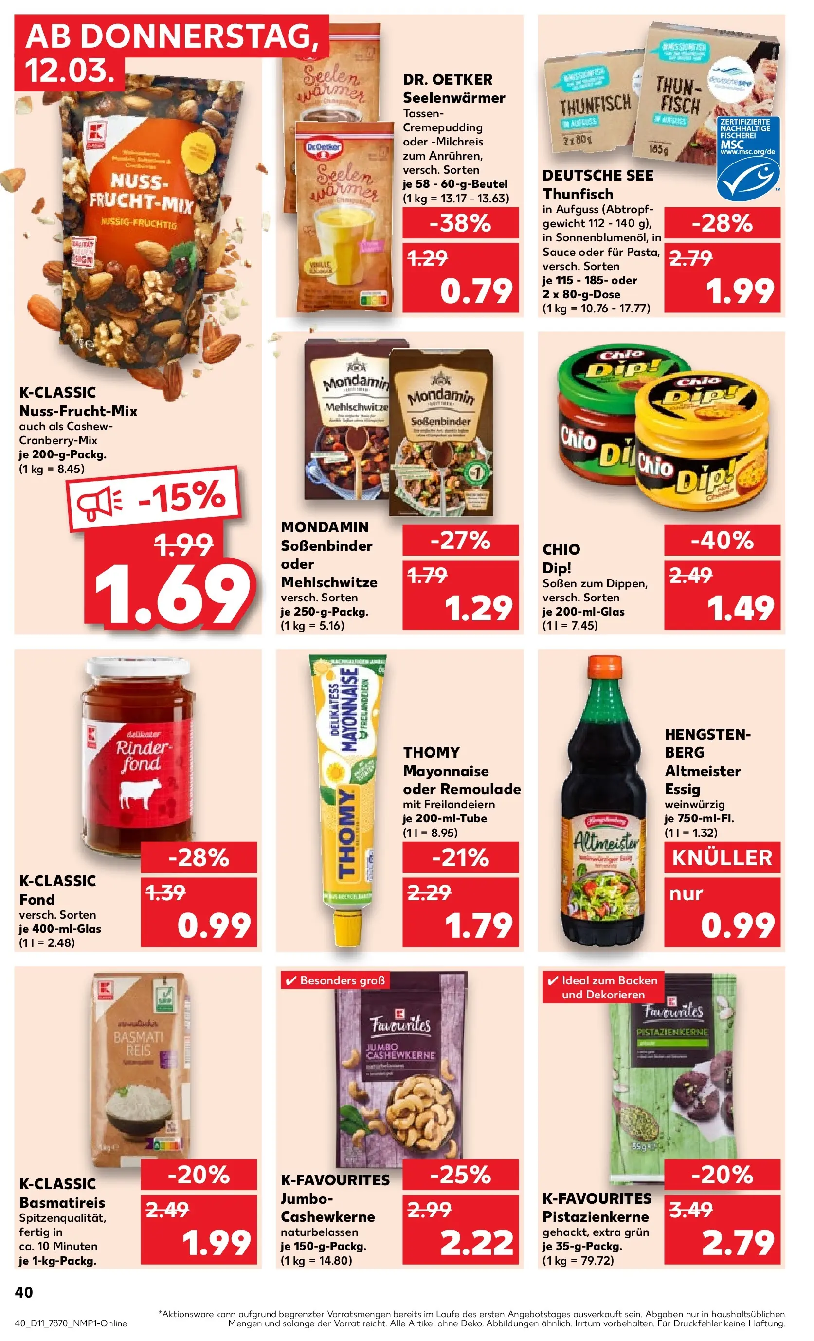 Prospekt Kaufland ab 09.03.2026 » Angebote Online zum Blättern | Seite: 56 | Produkte: Thunfisch, Essig, Fisch, Reis