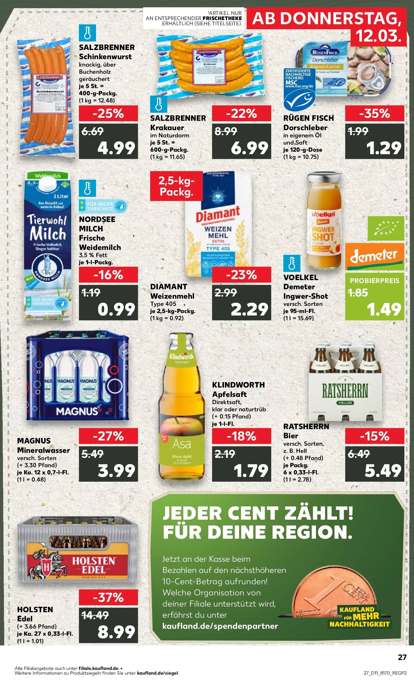 Prospekt Kaufland ab 09.03.2026 » Angebote Online zum Blättern | Seite: 39 | Produkte: Milch, Holsten, Mineralwasser, Saft