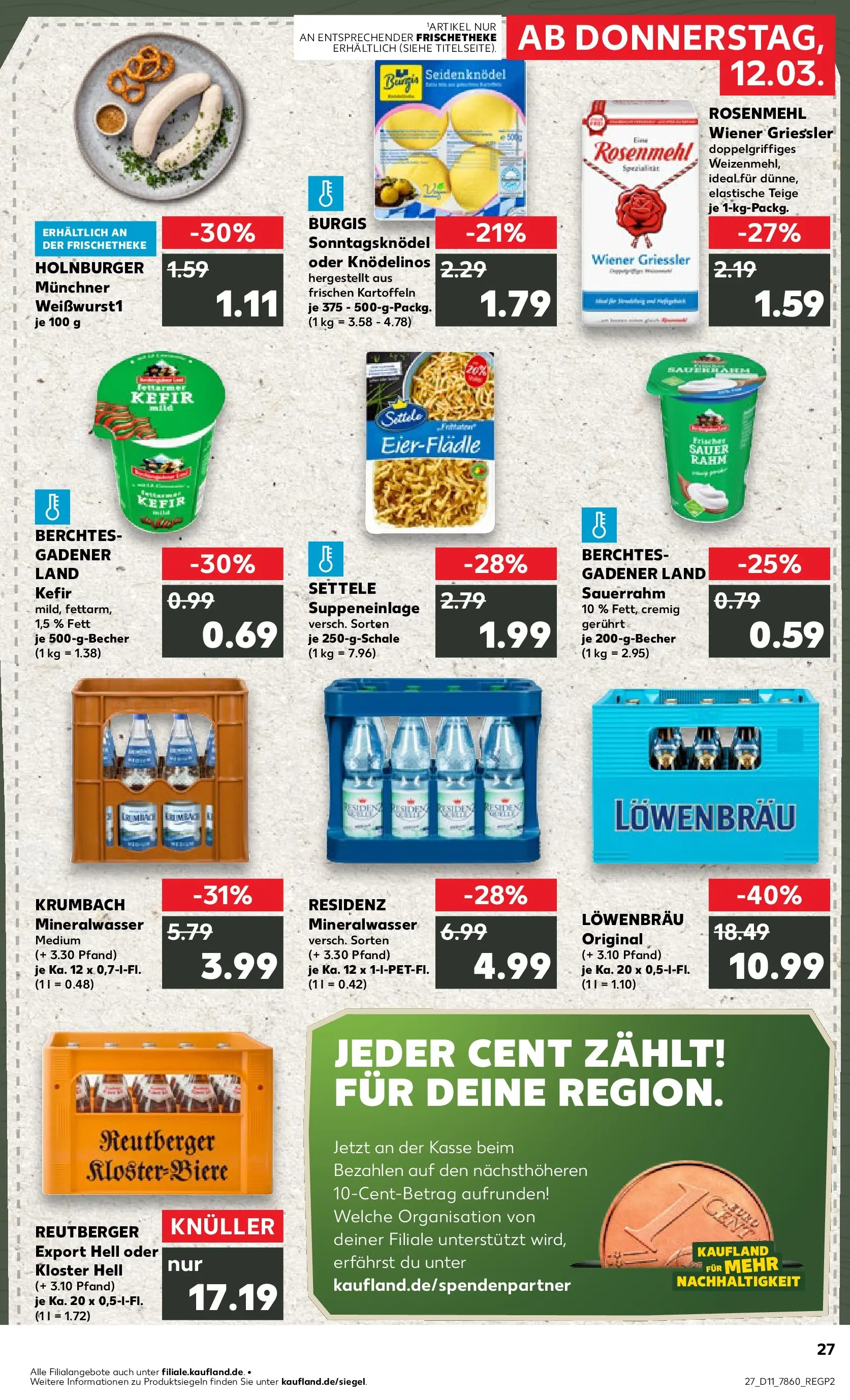 Prospekt Kaufland ab 09.03.2026 » Angebote Online zum Blättern | Seite: 39 | Produkte: Kefir, Mineralwasser, Kartoffeln, Sauerrahm