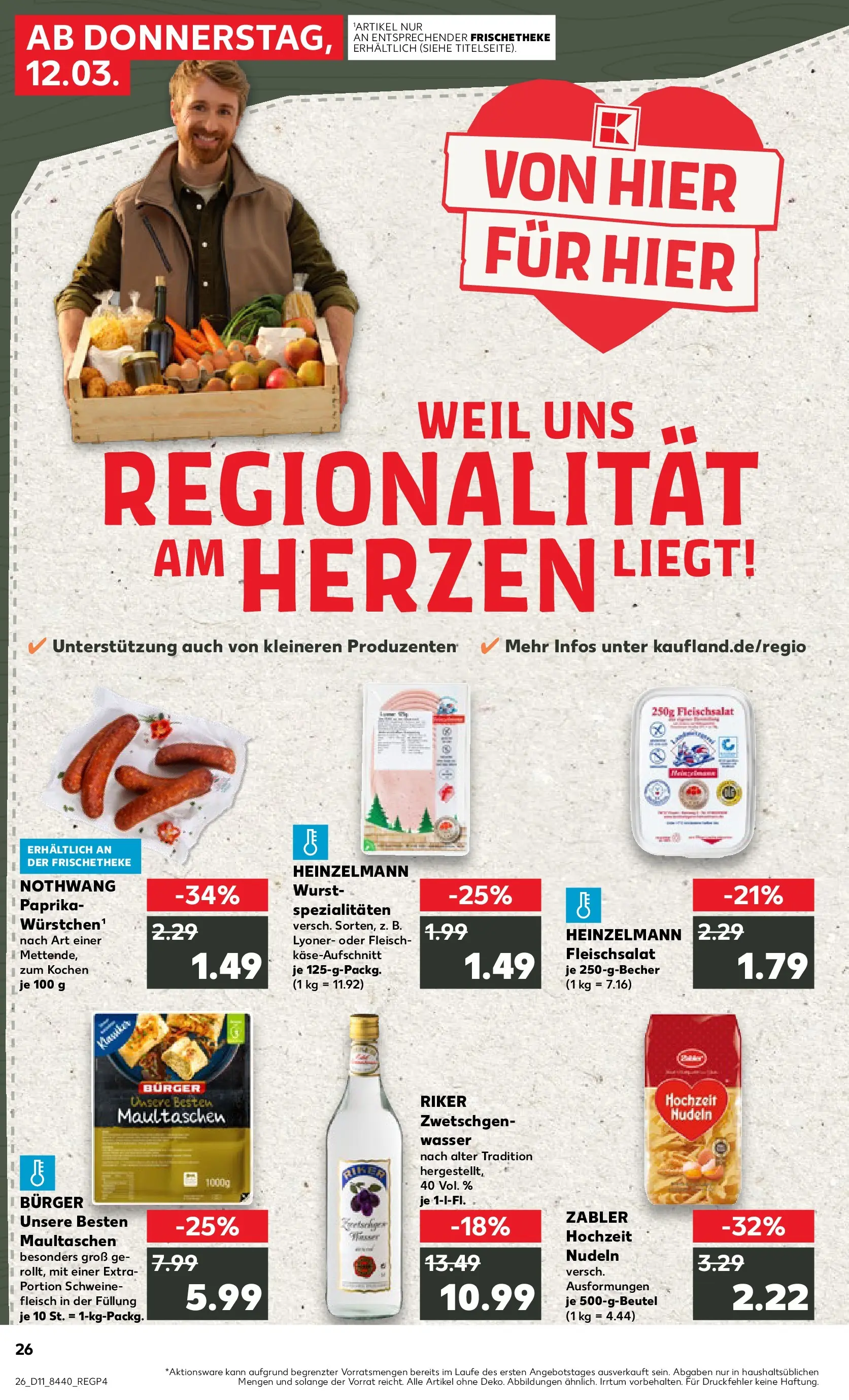 Prospekt Kaufland ab 09.03.2026 » Angebote Online zum Blättern | Seite: 38 | Produkte: Burger, Wasser, Nudeln, Maultaschen