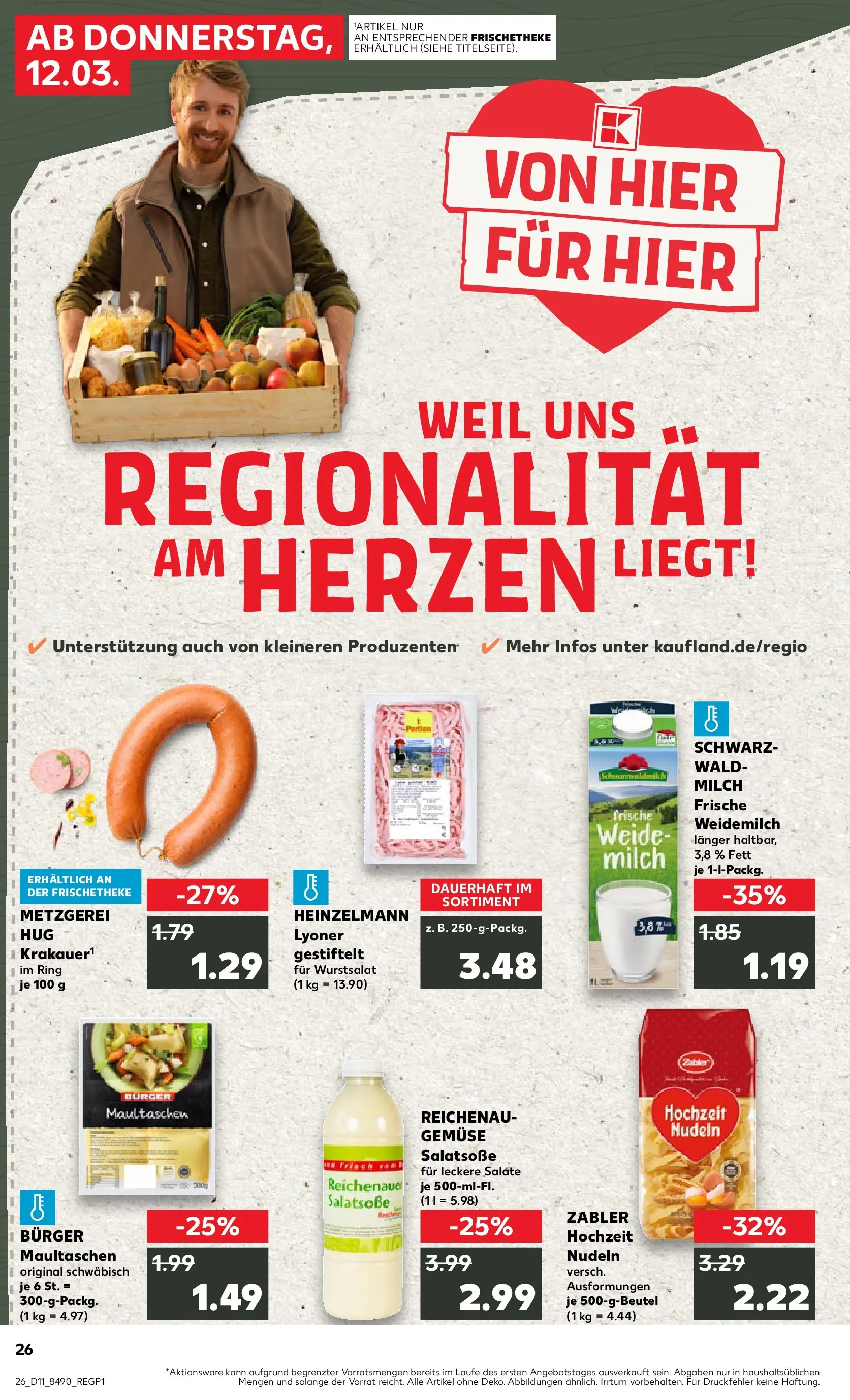 Prospekt Kaufland ab 12.03.2026 » Angebote Online zum Blättern | Seite: 26 | Produkte: Dressing, Burger, Gemüse, Nudeln