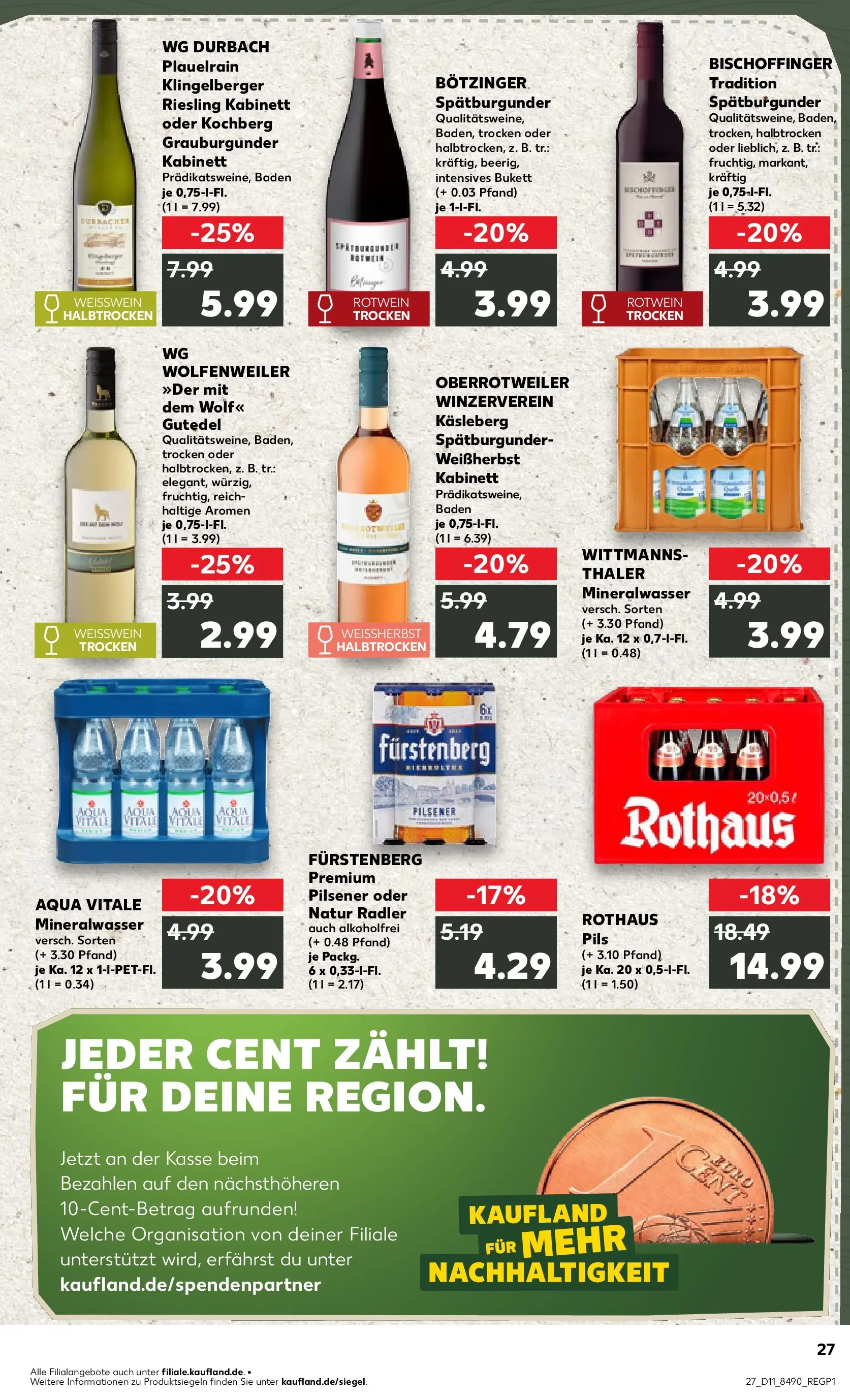 Prospekt Kaufland ab 12.03.2026 » Angebote Online zum Blättern | Seite: 27 | Produkte: Weißwein, Rotwein, Mineralwasser, Radler